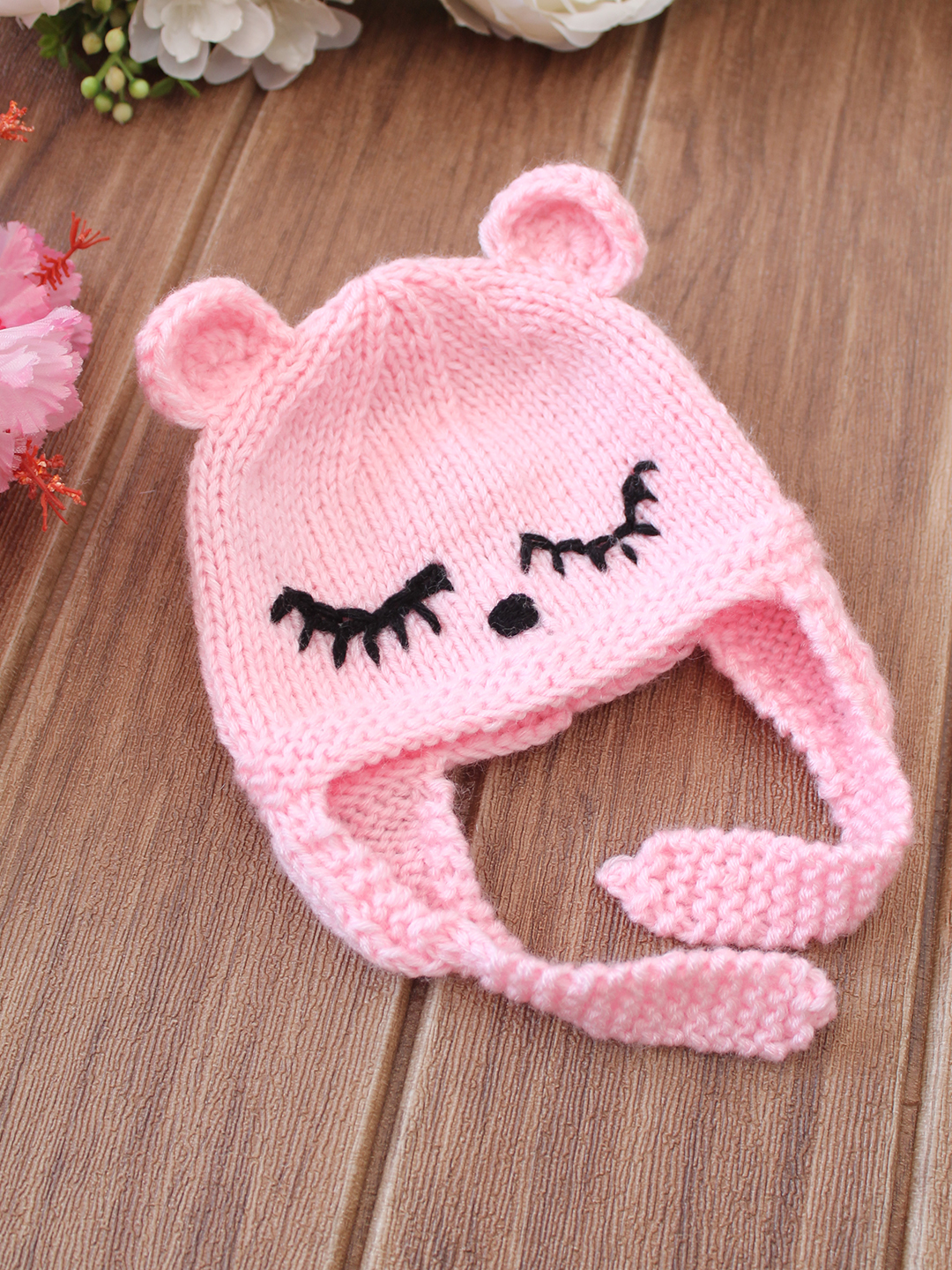 Woonie Bear Face Cap Mittens and Socks Set - Pink