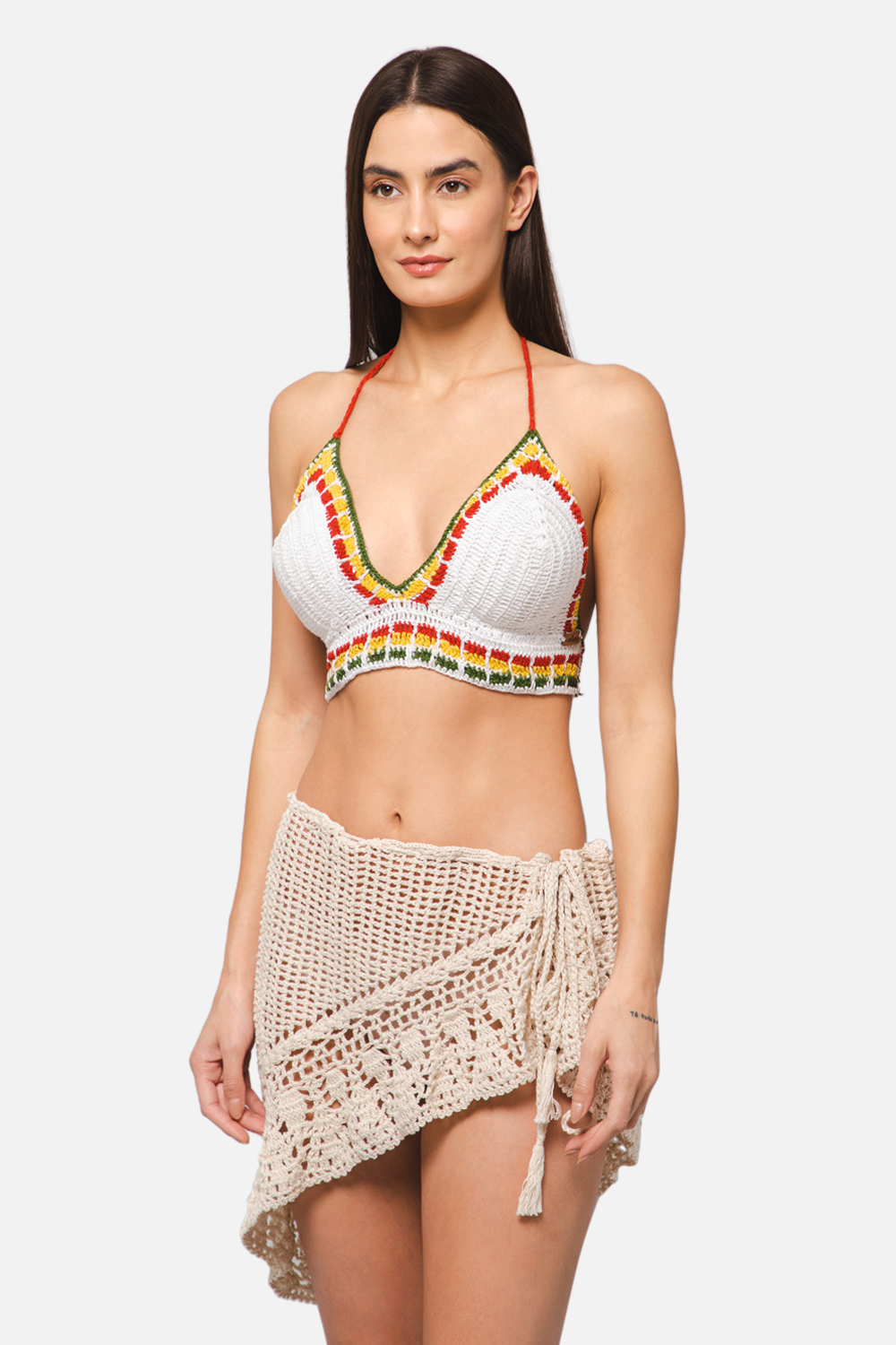 Velvery Handmade Crochet Halterneck Beachwear - White