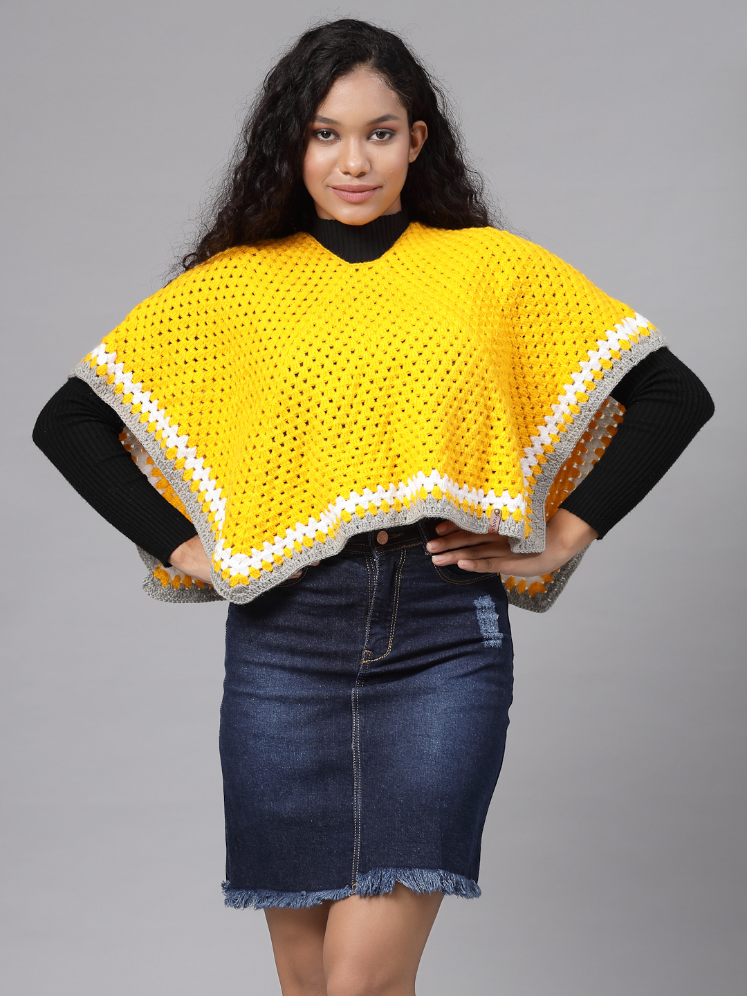 Crochet Cape for Women - Bright Yellow