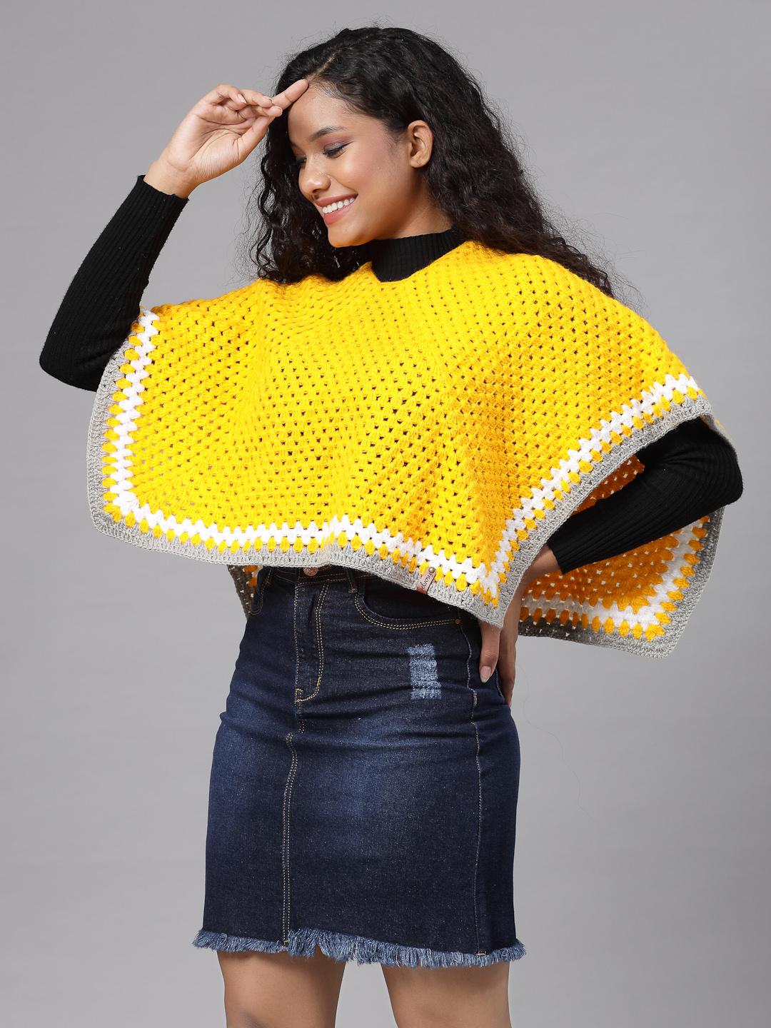Crochet Cape for Women - Bright Yellow