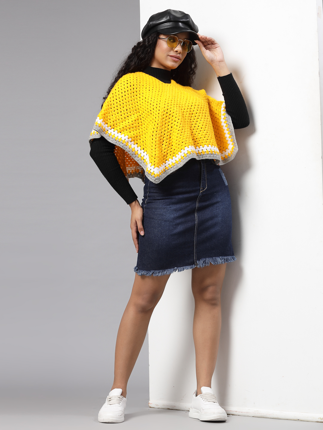 Crochet Cape for Women - Bright Yellow