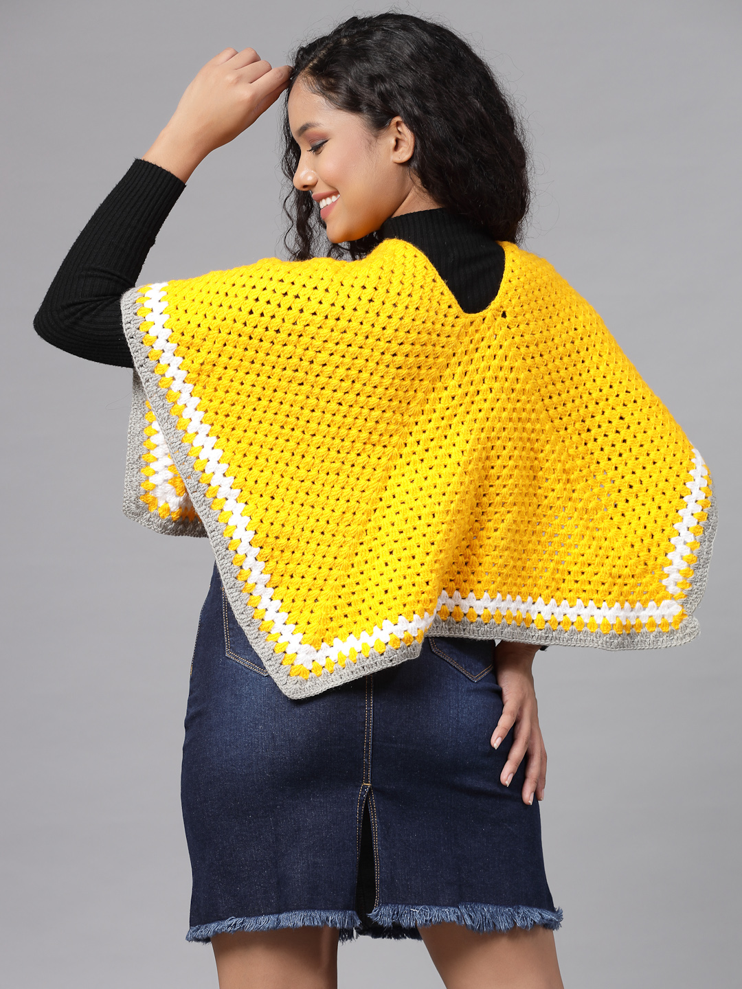 Crochet Cape for Women - Bright Yellow
