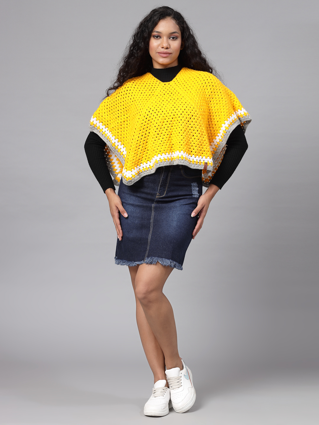 Crochet Cape for Women - Bright Yellow