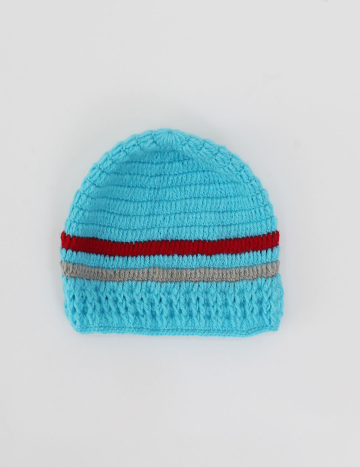 Crochet Car Design Full Sleeves Sweater With Cap - Blue
