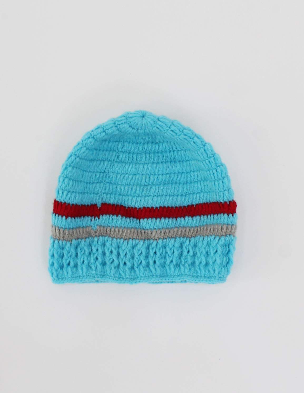 Crochet Car Design Full Sleeves Sweater With Cap - Blue