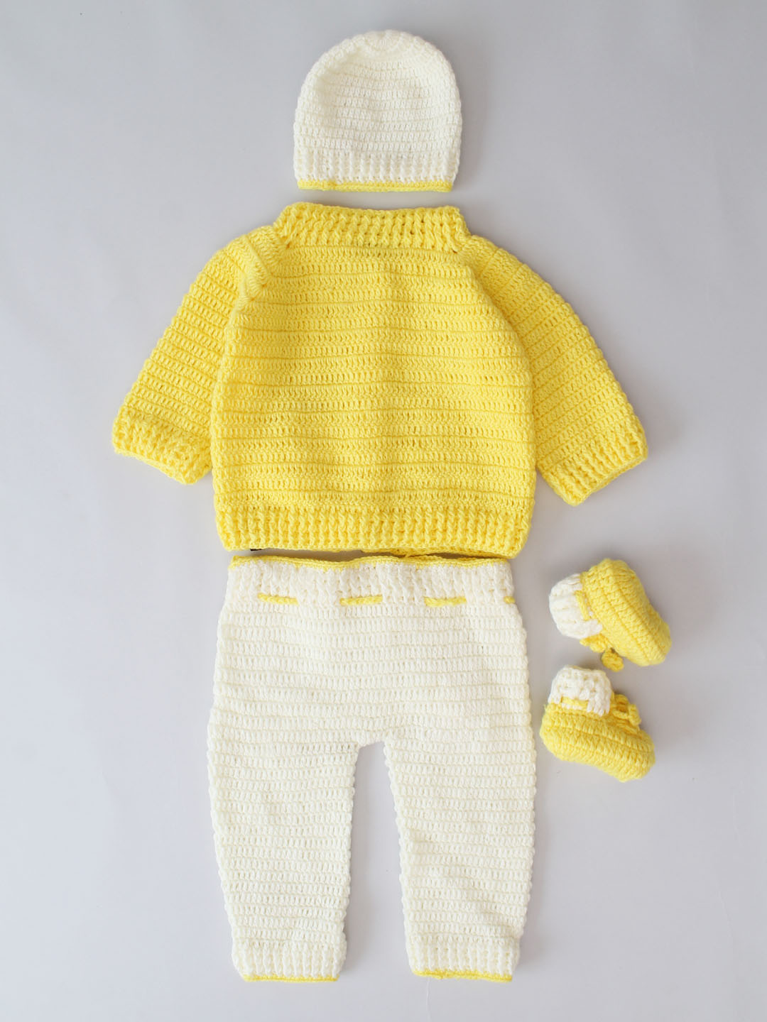 Crochet Chicken Applique Sweater with Matching Pants - Cream