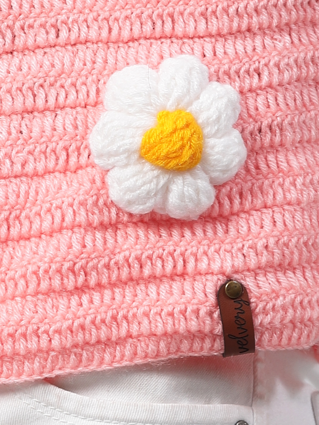 Crochet Daisy Cardigan for Women - Peach