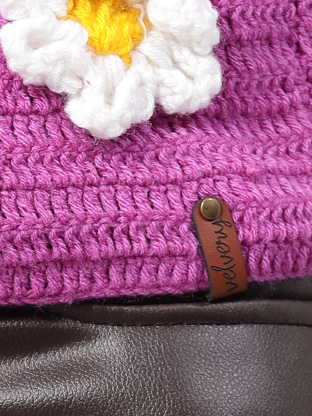 Crochet Daisy Sleeveless Cardigan for Women - Purple