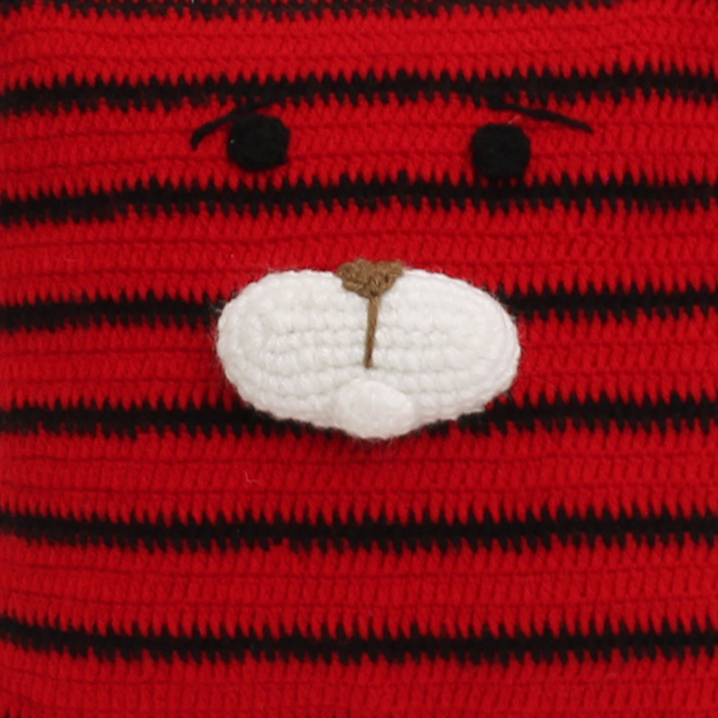 Crochet Dog Face Striped Cushion Cover with Cushion - Red