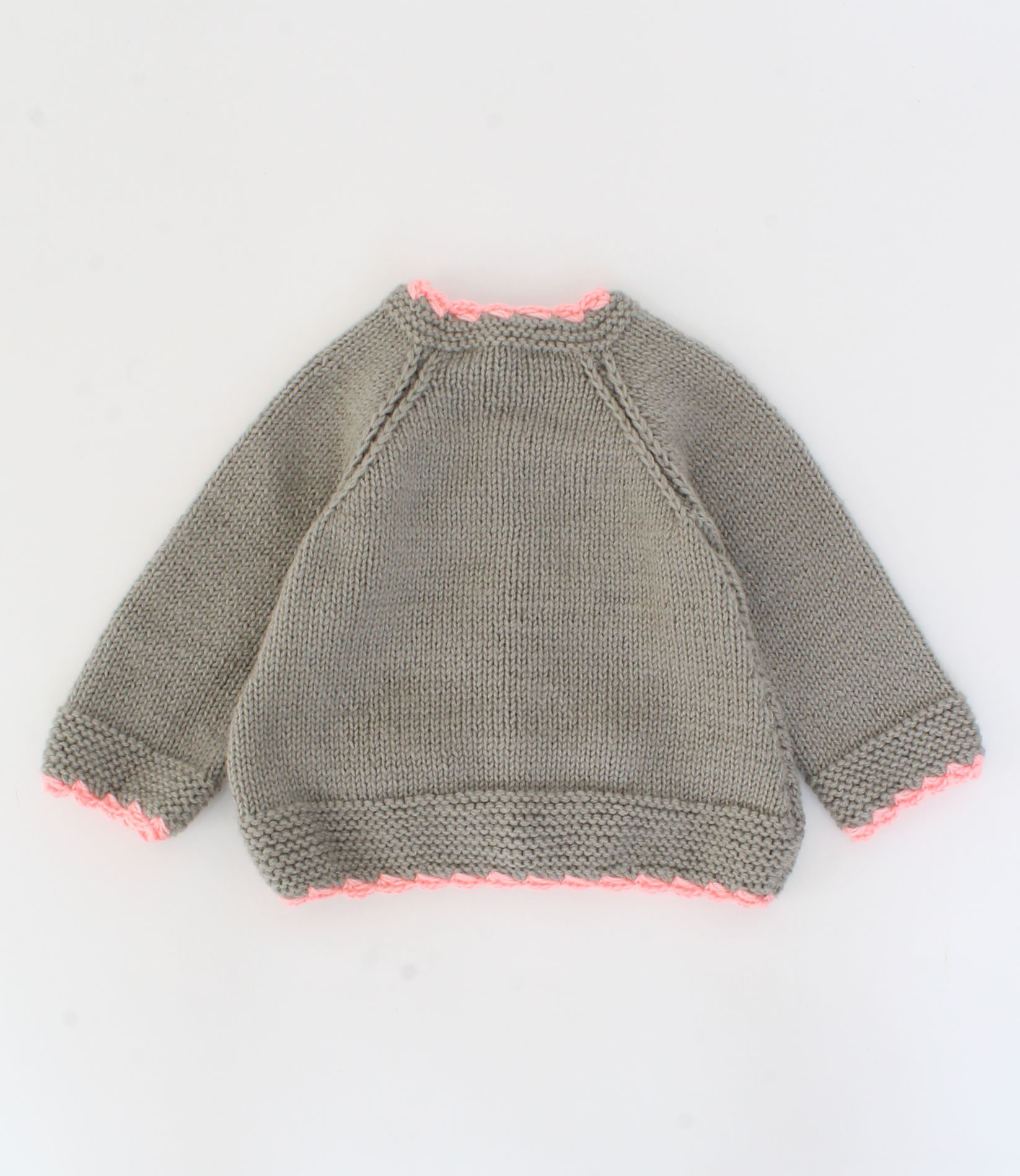 Crochet Floral Embroidered Sweater With Cap - Grey
