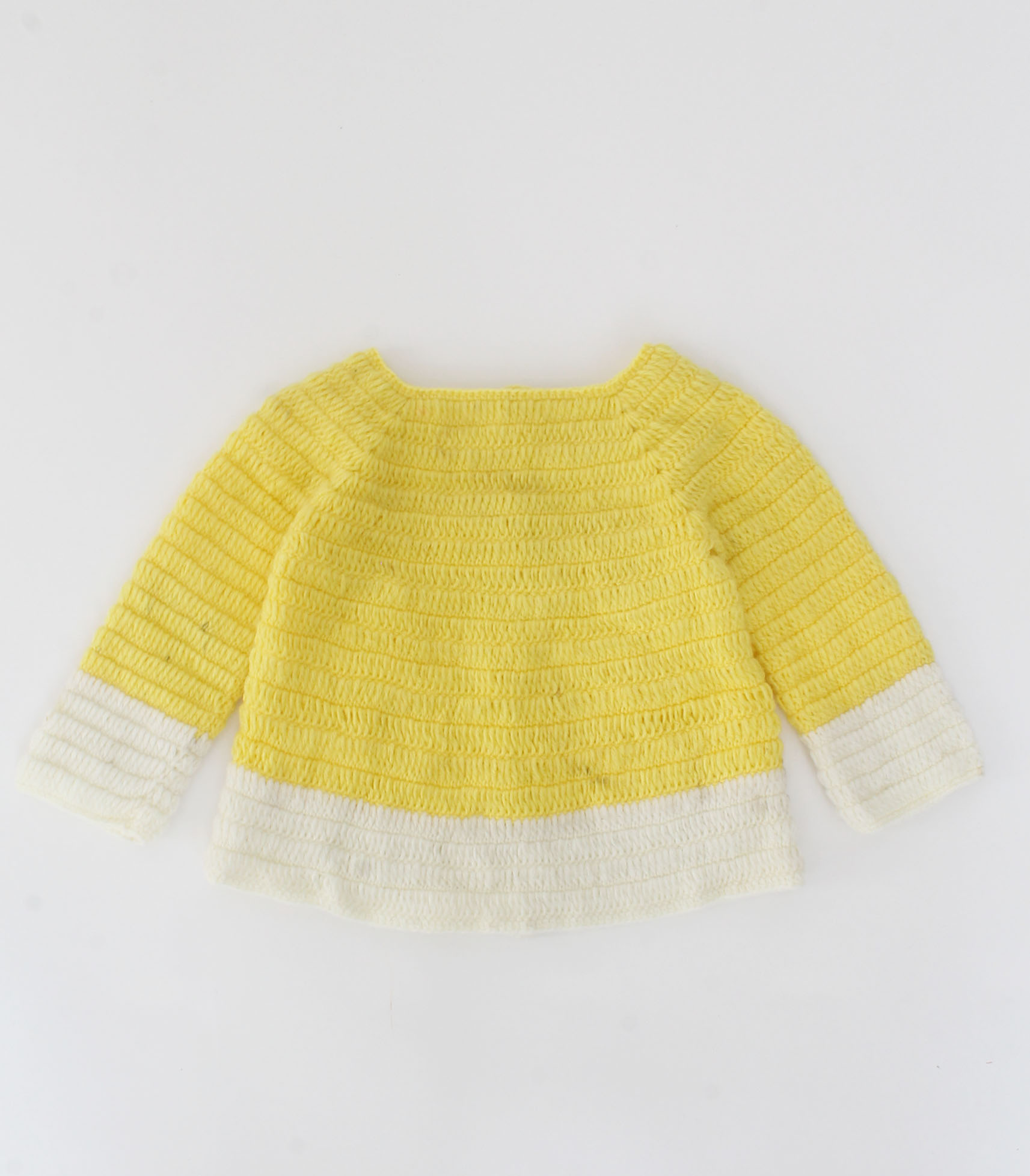 Crochet Front Openable Bow Detailing Pullover - Yellow