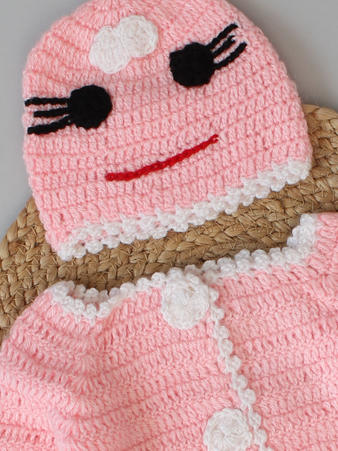 Crochet Front Openable Sweater Set for Infants - Baby Pink