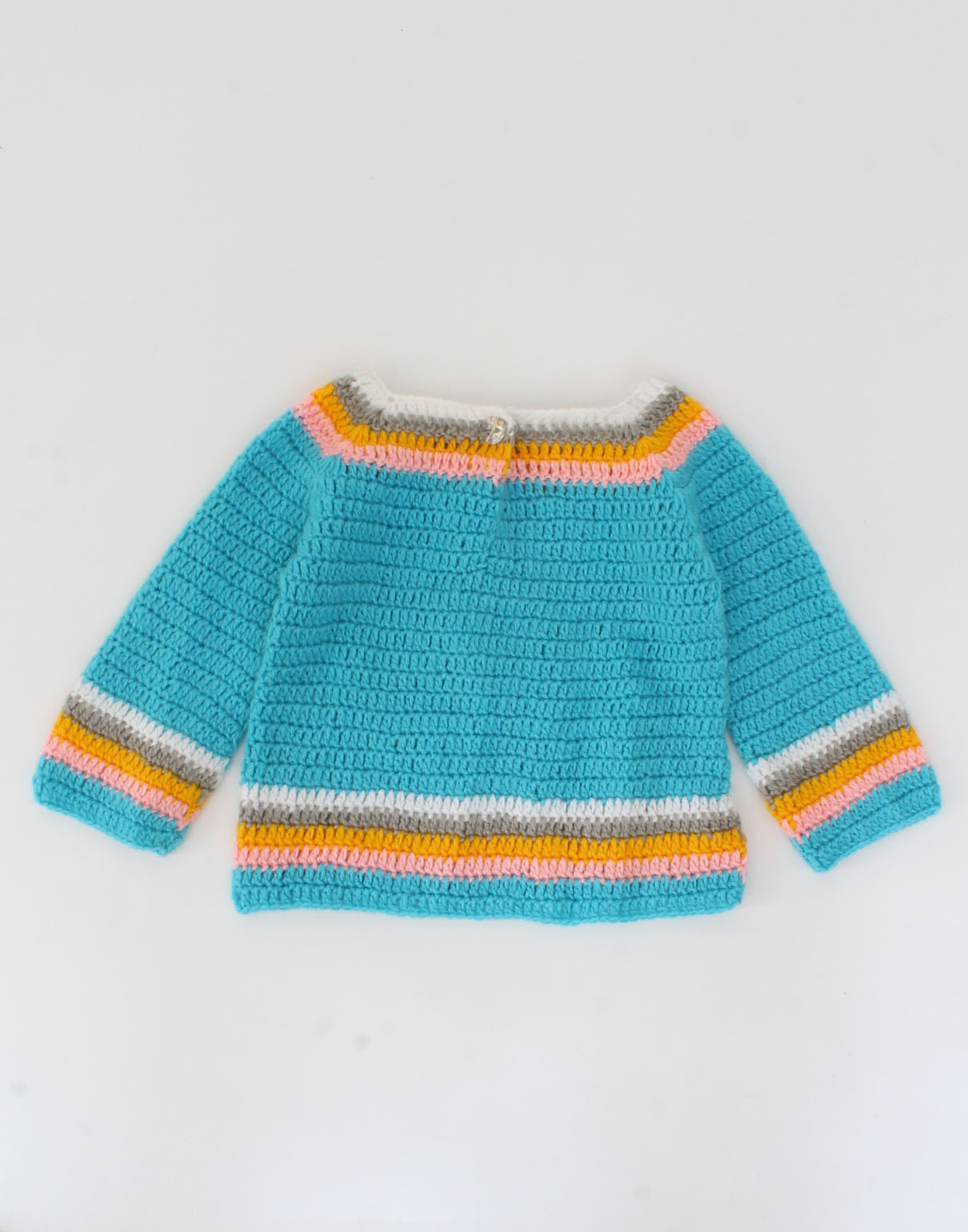 Crochet Full Sleeve Planets Design Sweater For Kids - Sky Blue