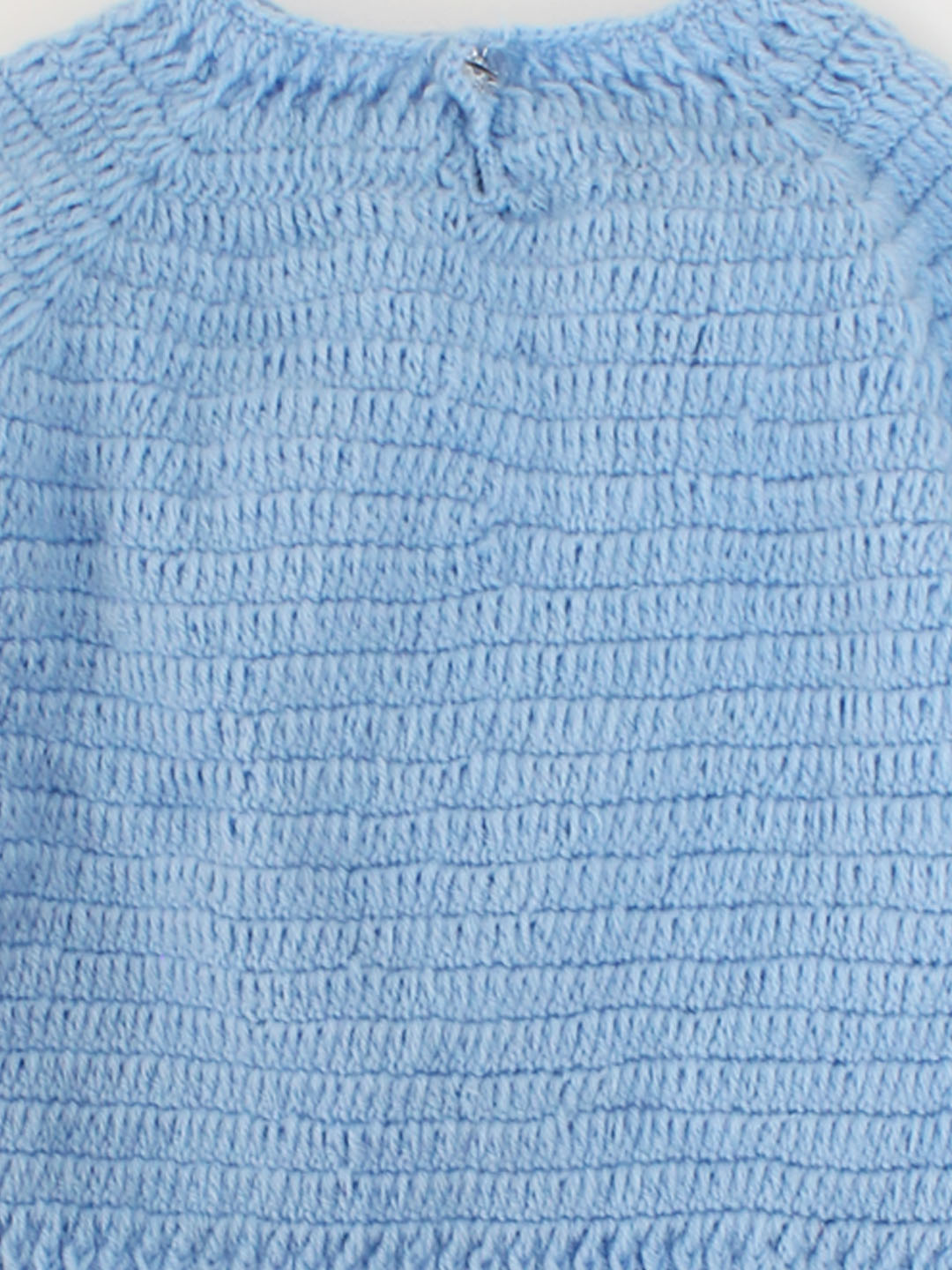Crochet Full Sleeves Bear Detailing Sweater For Kids- Light Blue