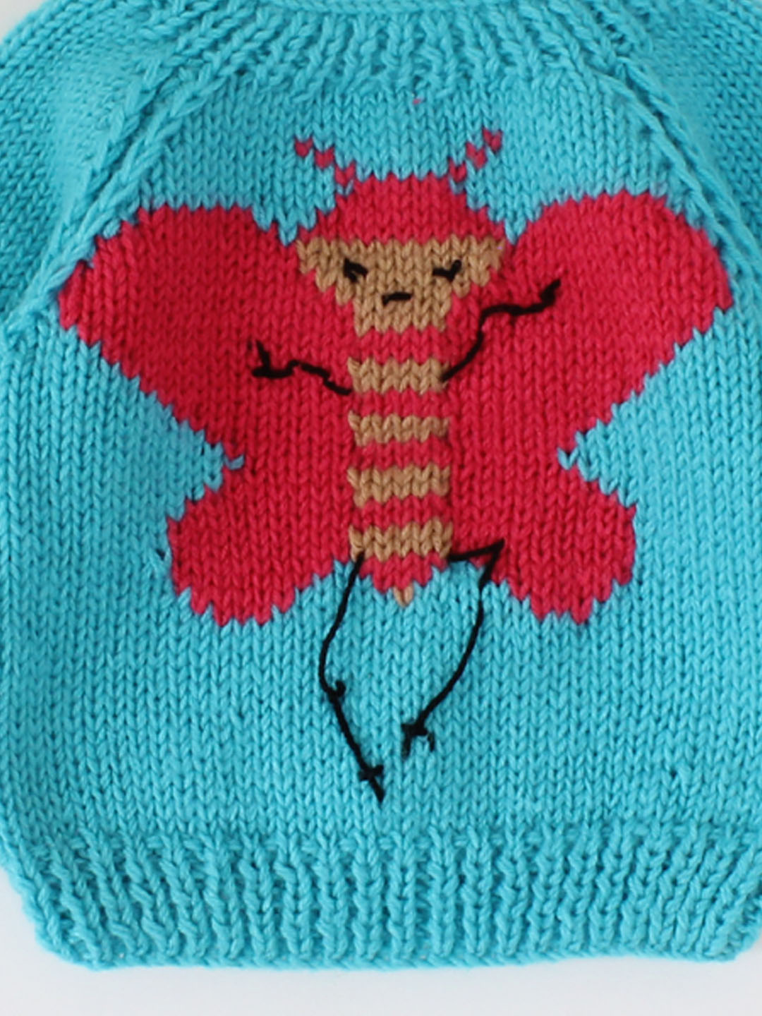 Crochet Full Sleeves Butterfly Detailing Sweater For Kids - Blue