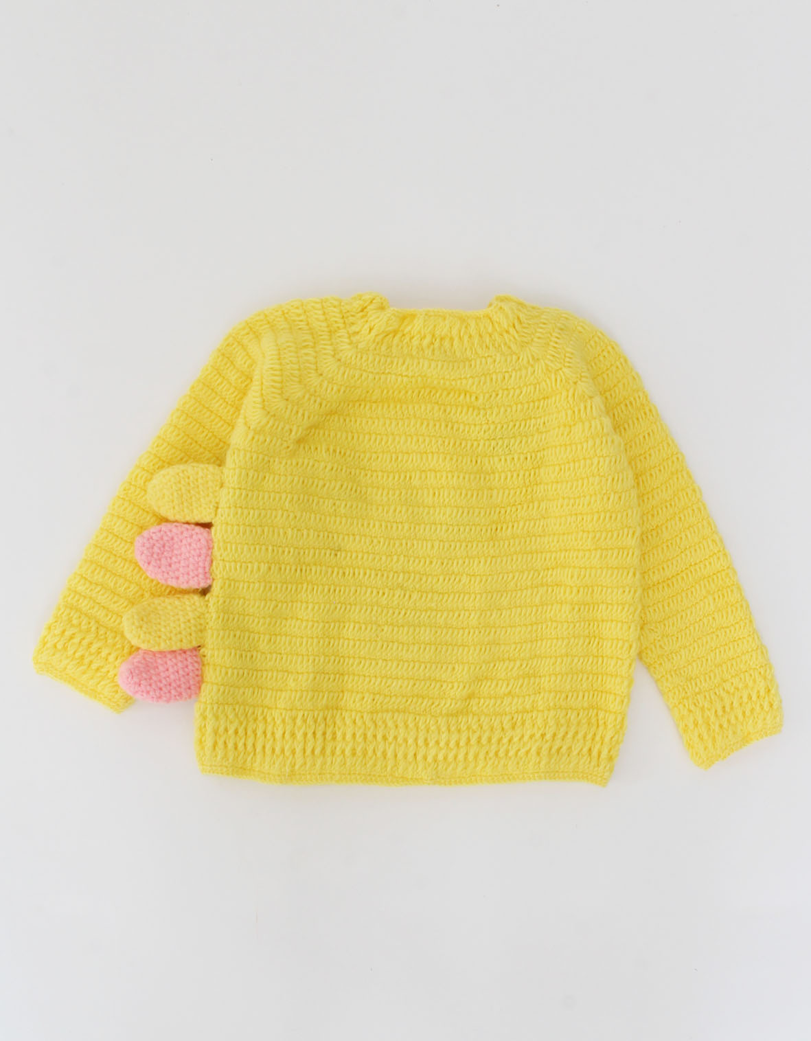 Crochet Full Sleeves Dinosaur Cardigan For Baby - Yellow