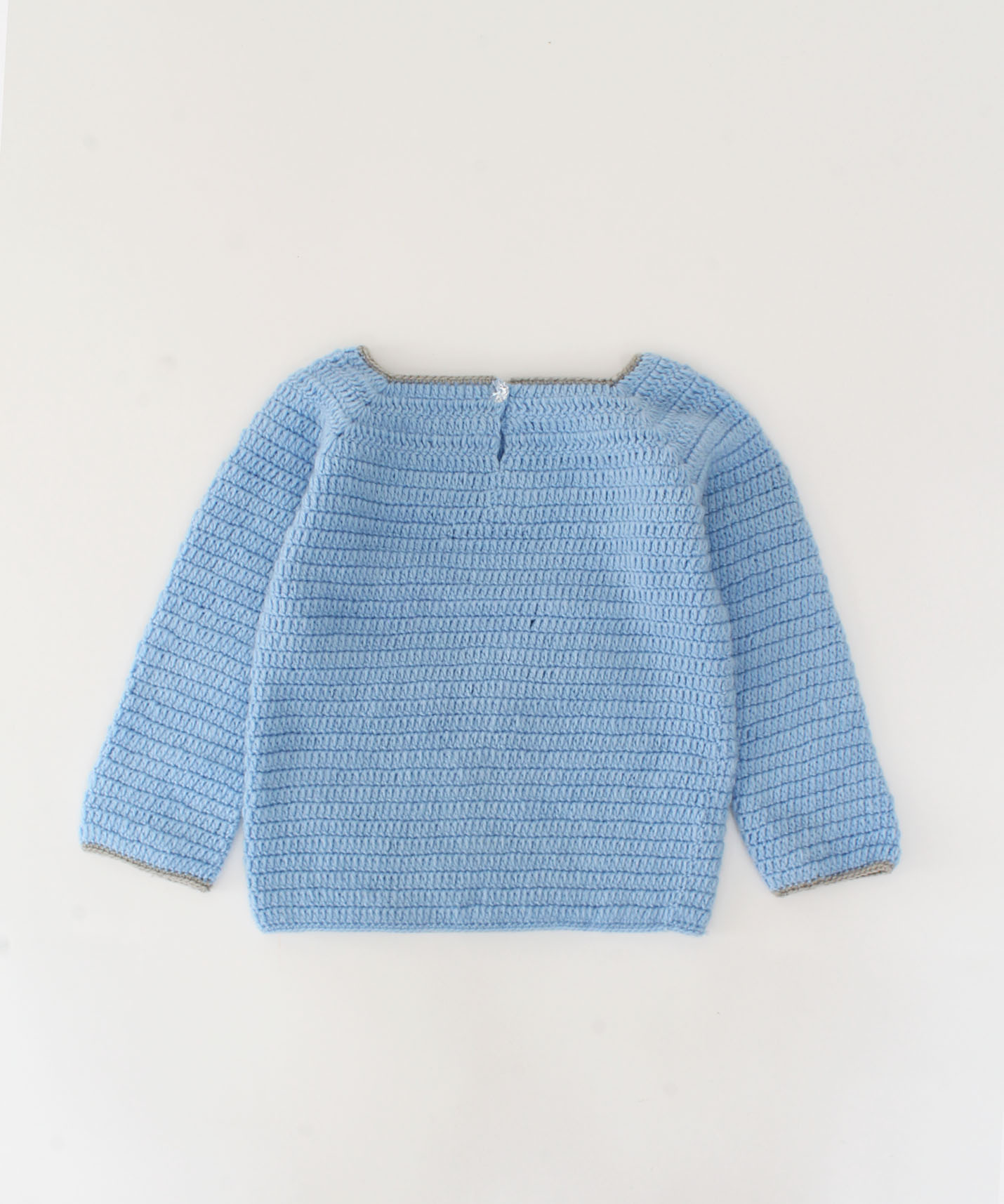 Crochet Full Sleeves Mouse Design Sweater For Kids - Sky Blue