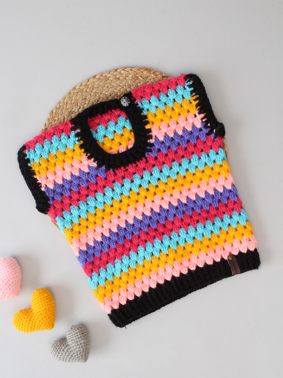 Crochet Granny Stitch Sleeveless Sweater for New Born - Multi