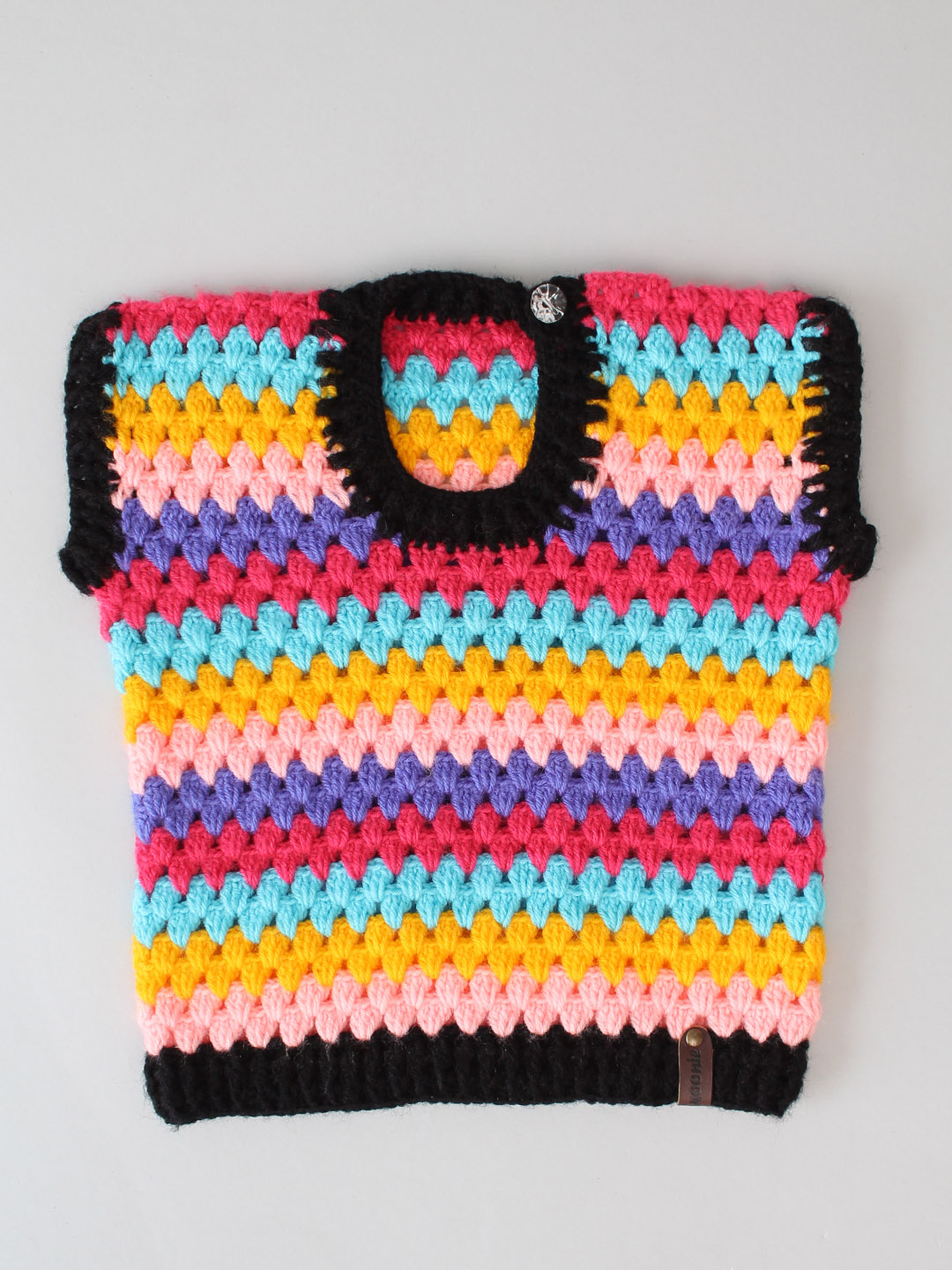 Crochet Granny Stitch Sleeveless Sweater for New Born - Multi