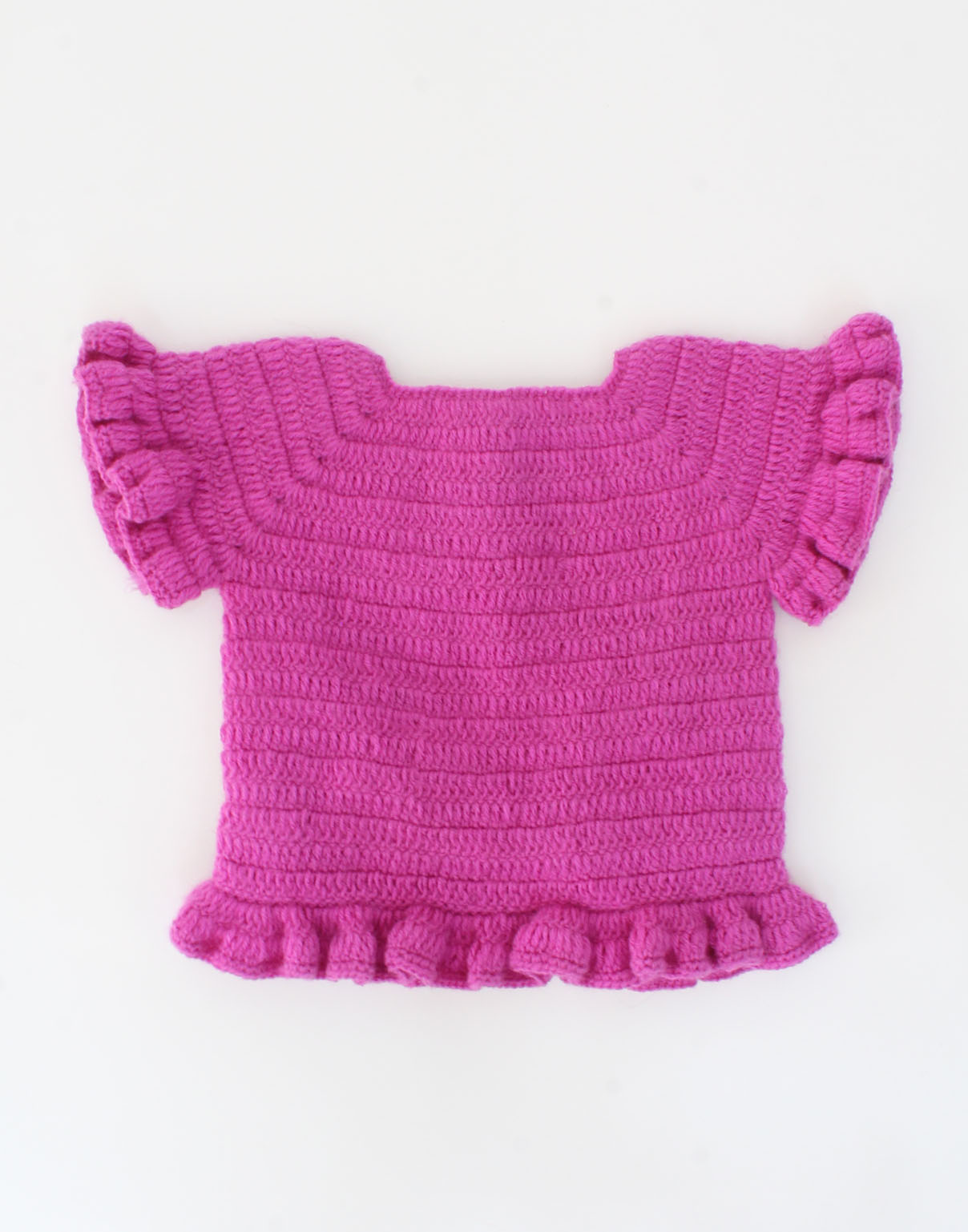 Crochet Half Sleeves Flower Patch Sweater for Kids - Purple