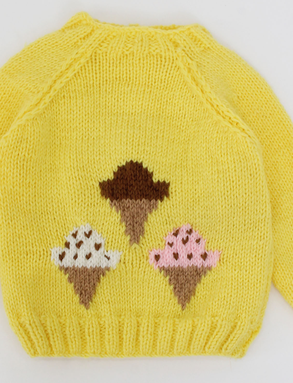 Crochet Ice Cream With Cone Detailing Sweater For Kids -Yellow