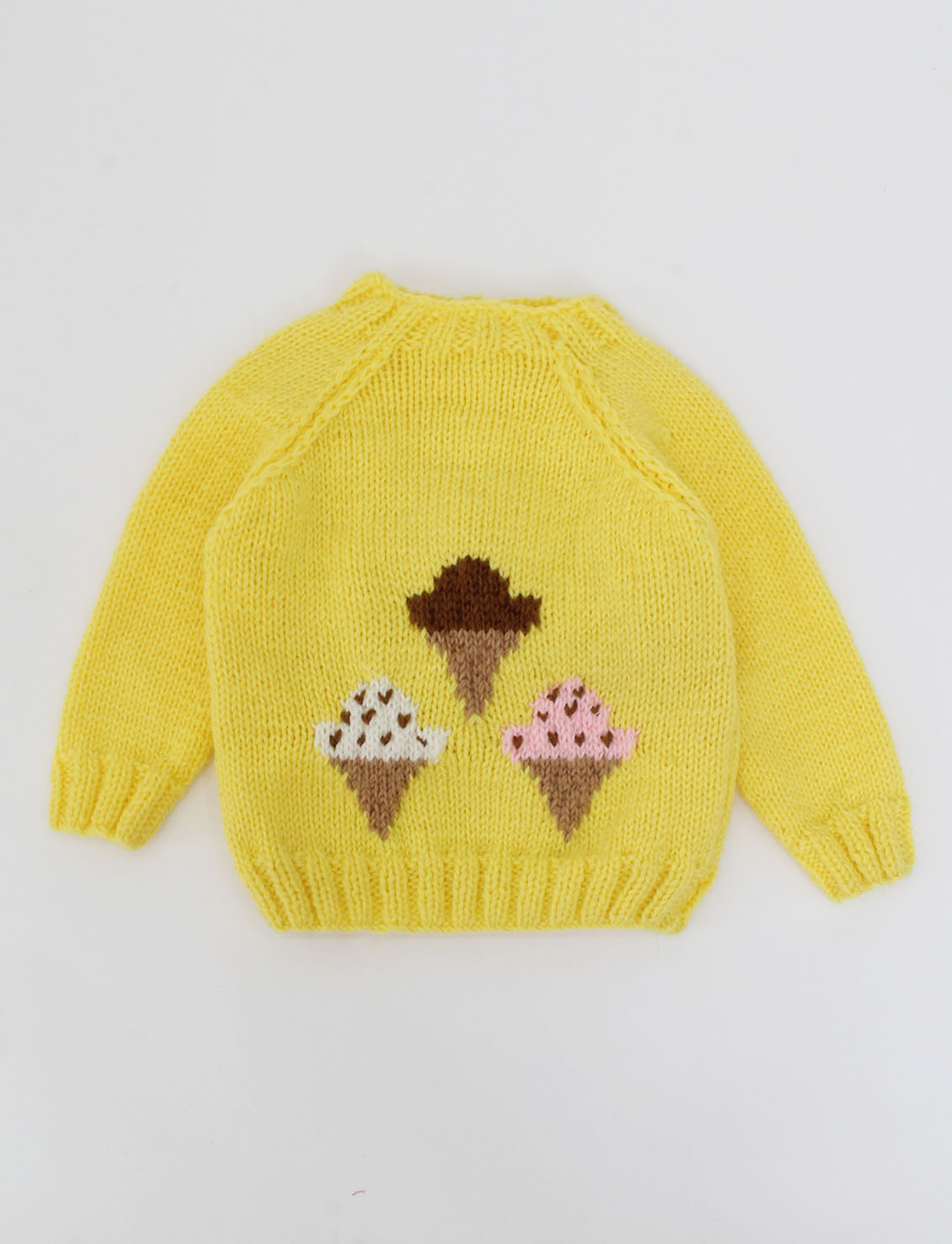 Crochet Ice Cream With Cone Detailing Sweater For Kids -Yellow