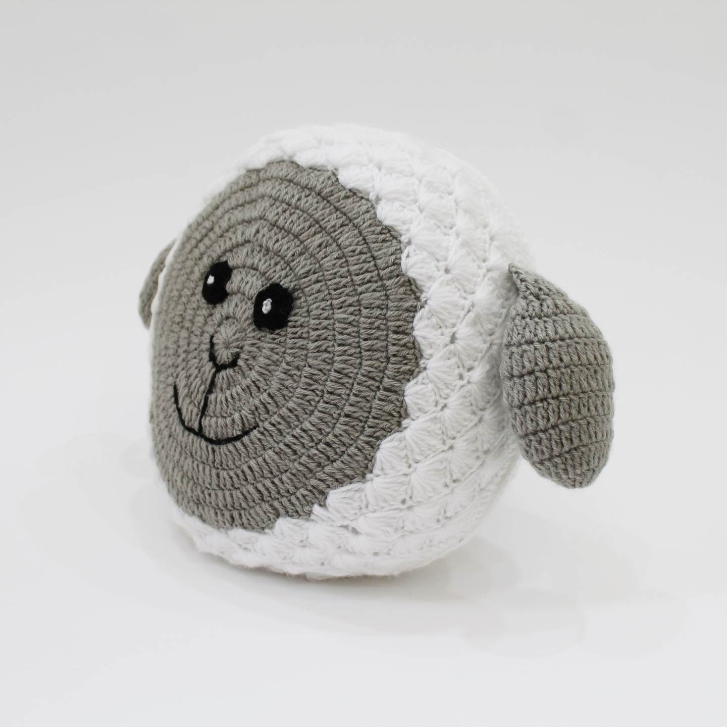 Crochet Jungle Theme Sheep Filled Cuddle Cushion - White