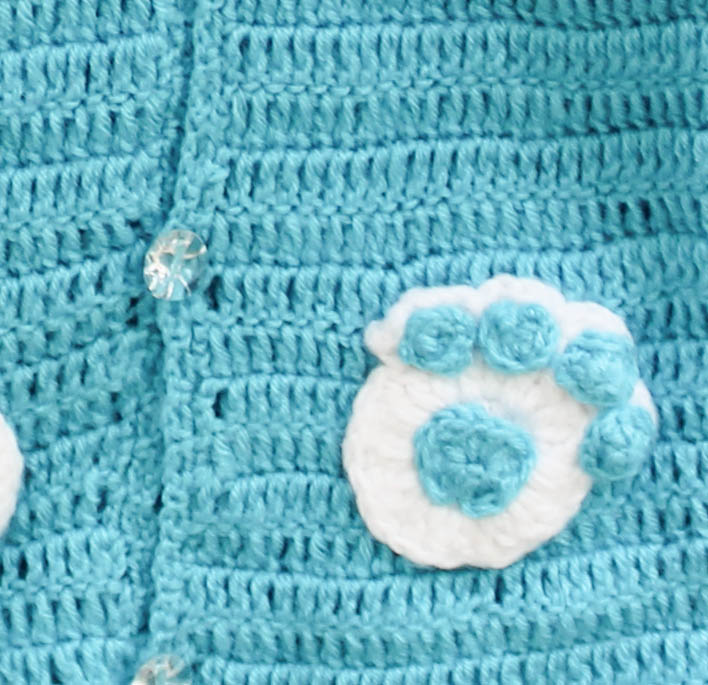 Crochet Paw Detailing Hoodie Woollen Sweater For Kids - Blue