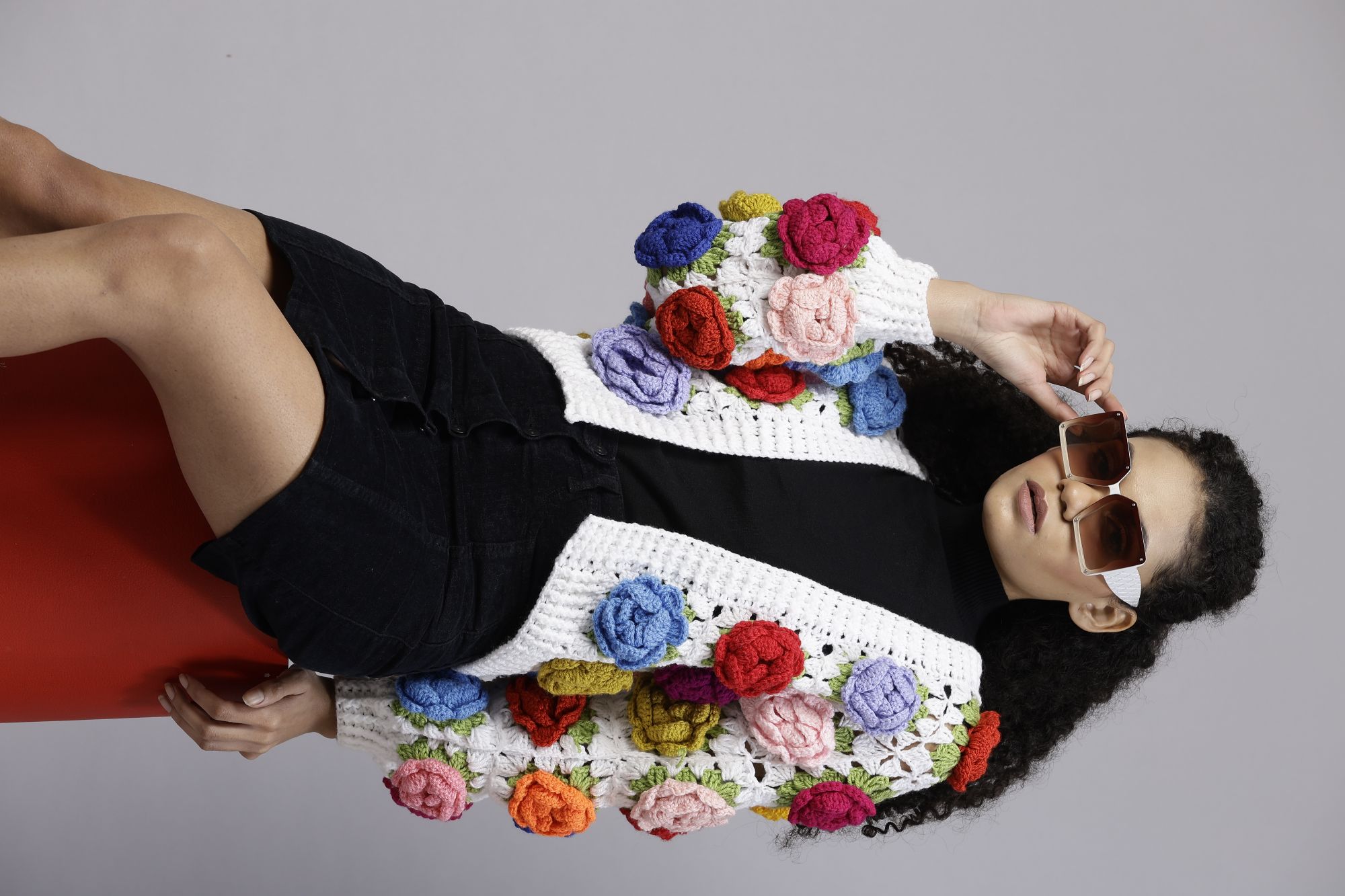 Crochet Rose Garden Cardigan - Multicolour