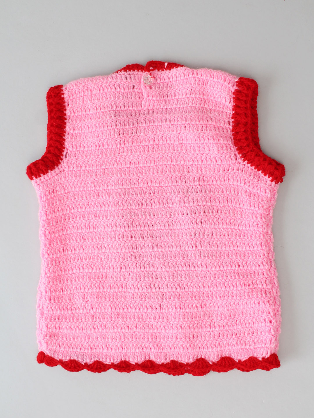 Crochet Sleeveless Sweater with Heart Design for Infants - Pink