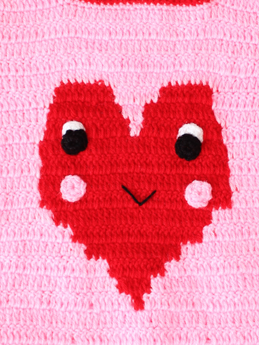 Crochet Sleeveless Sweater with Heart Design for Infants - Pink
