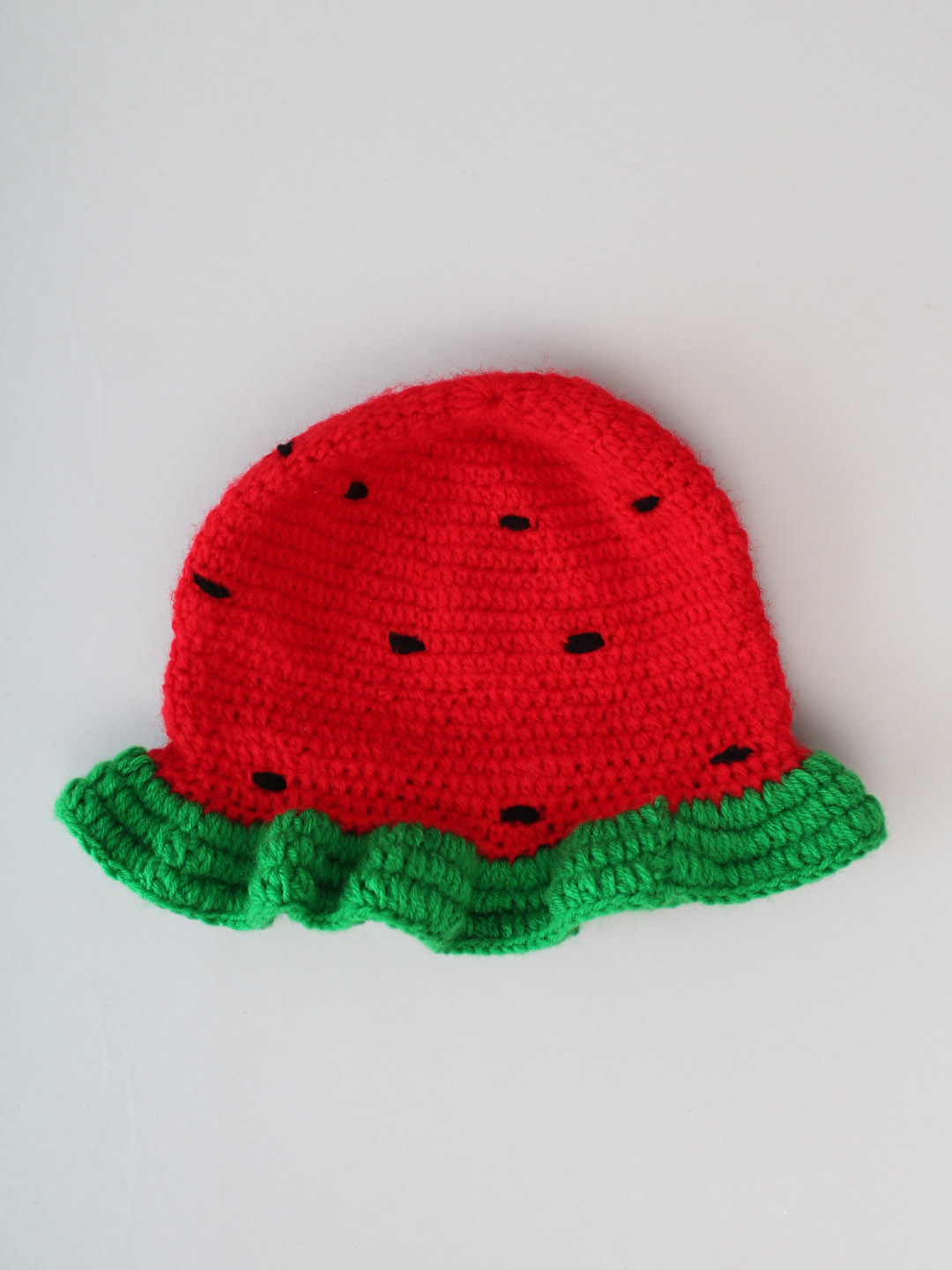 Crochet Watermelon Cap for Infants - Red