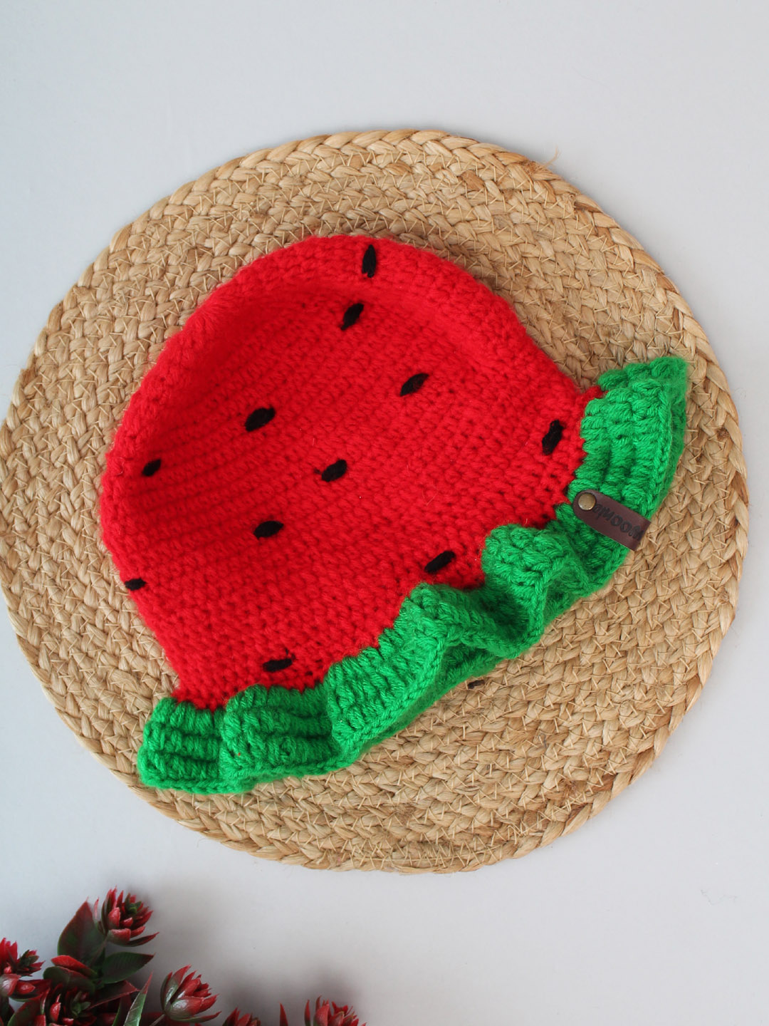 Crochet Watermelon Cap for Infants - Red