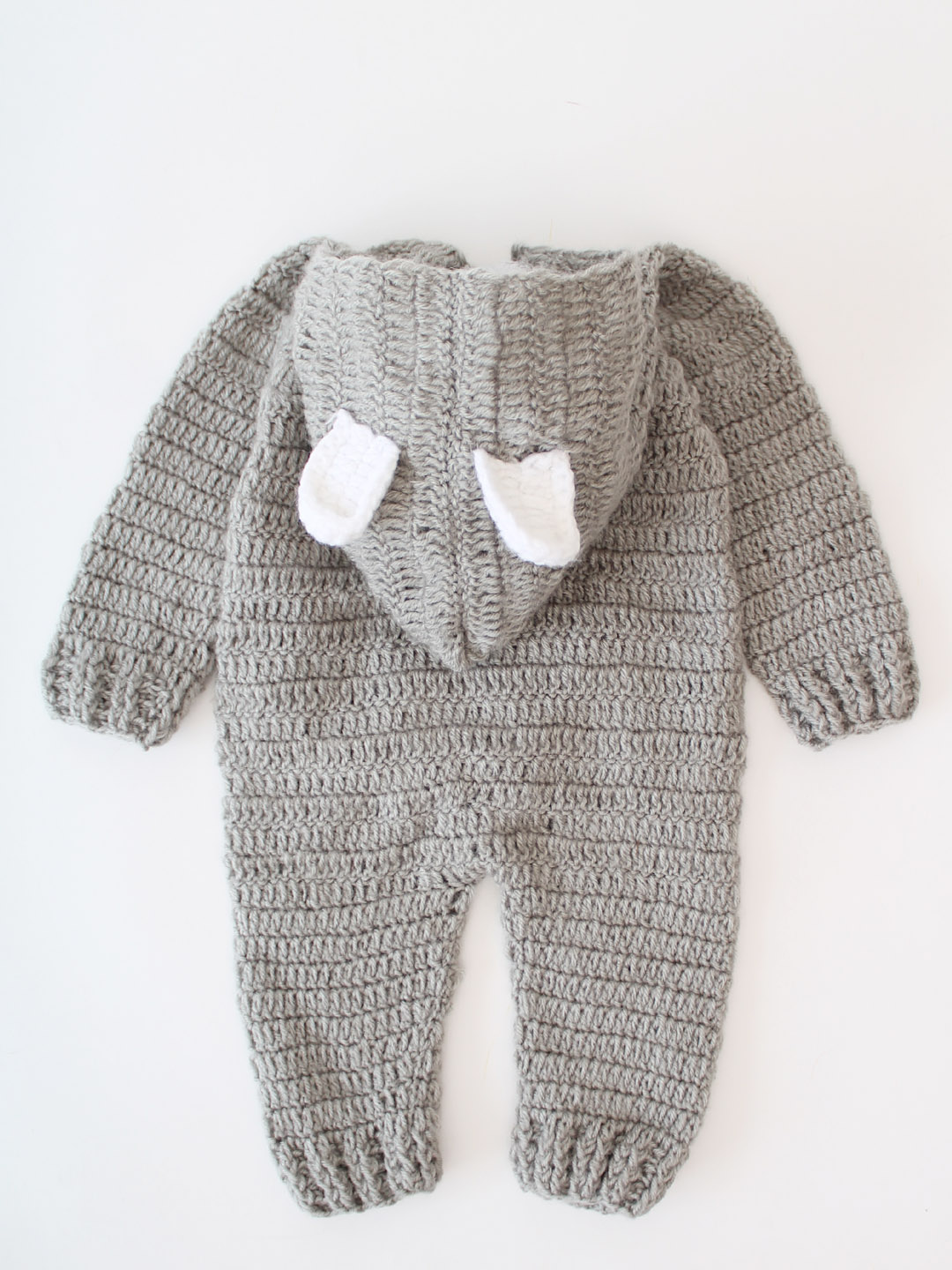 Crochet Winter Cloud Jumpsuit with Hood and Boots - Grey