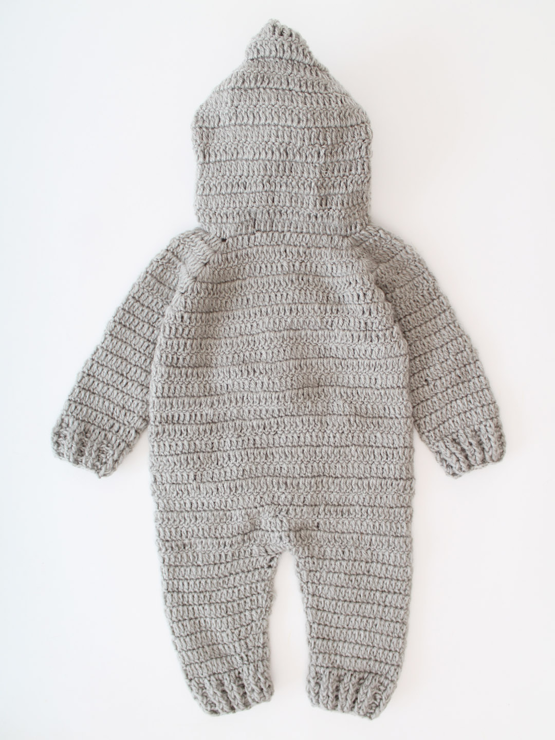 Crochet Winter Cloud Jumpsuit with Hood and Boots - Grey