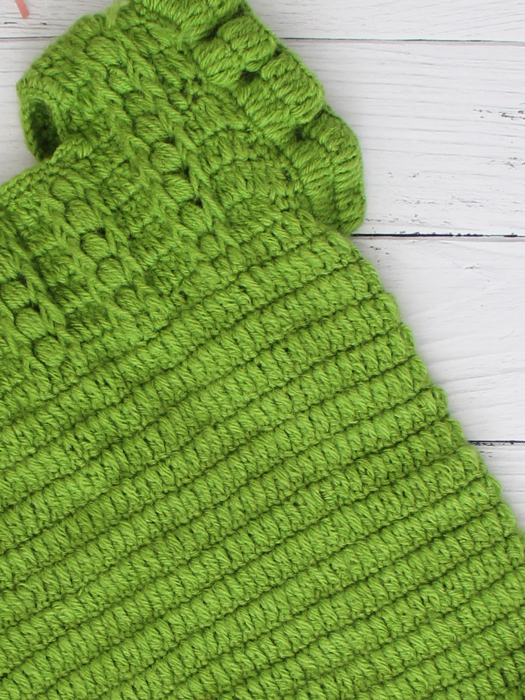 Crochet Woolen Romper with Frills for Newborn - Green