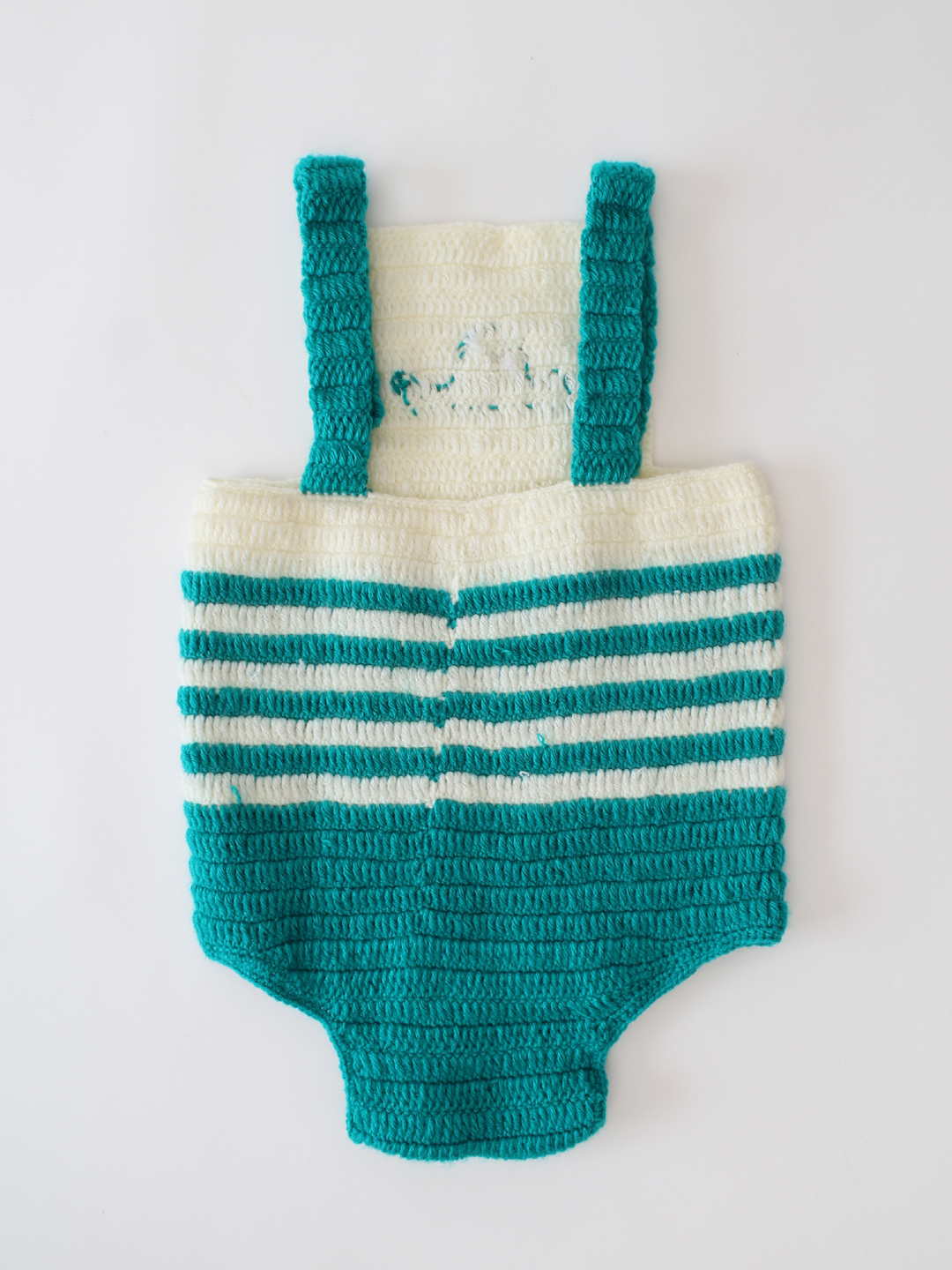 Crochet Woolen Strappy Onesie for Infants - Sea Green