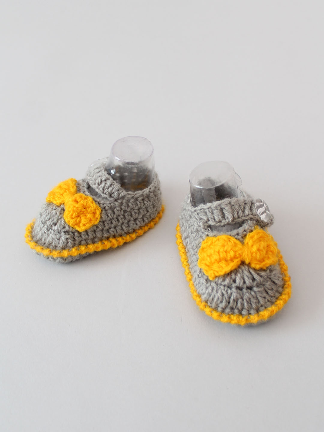 Crochet Woollen Party Dress for Baby Girl - Yellow