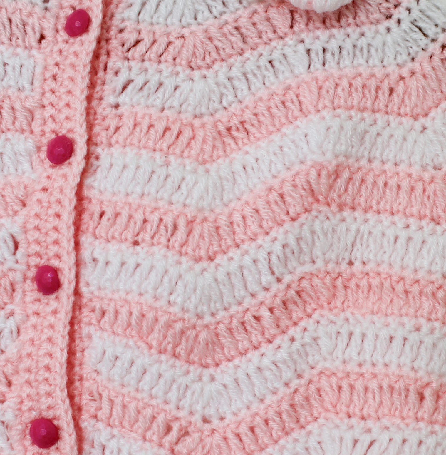 Woonie Handmade Crochet with Zigzag Pattern Tassels Design Front Openable Poncho-Pink