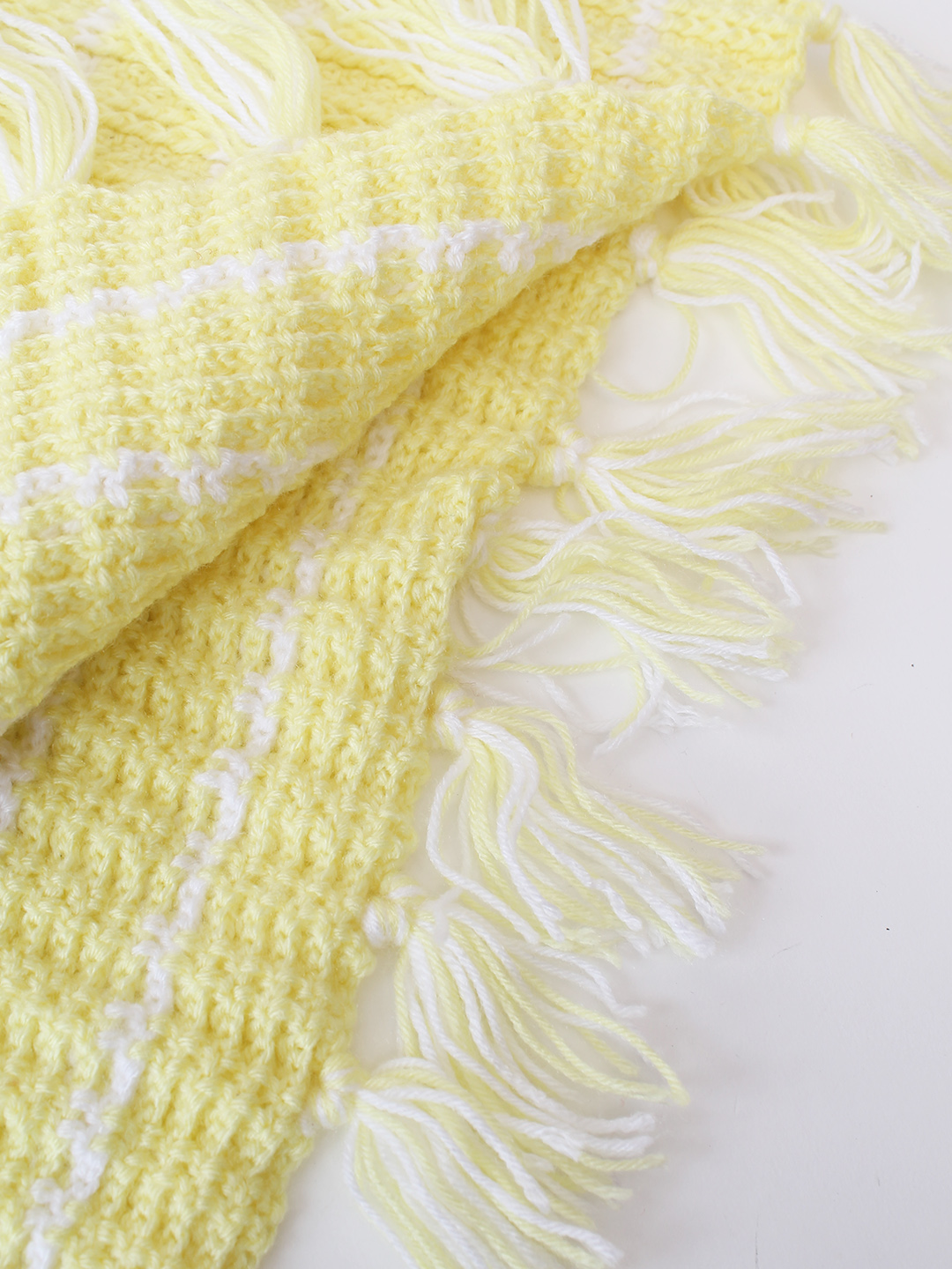 Woonie Handknitted Self Design Poncho with Cap - Yellow