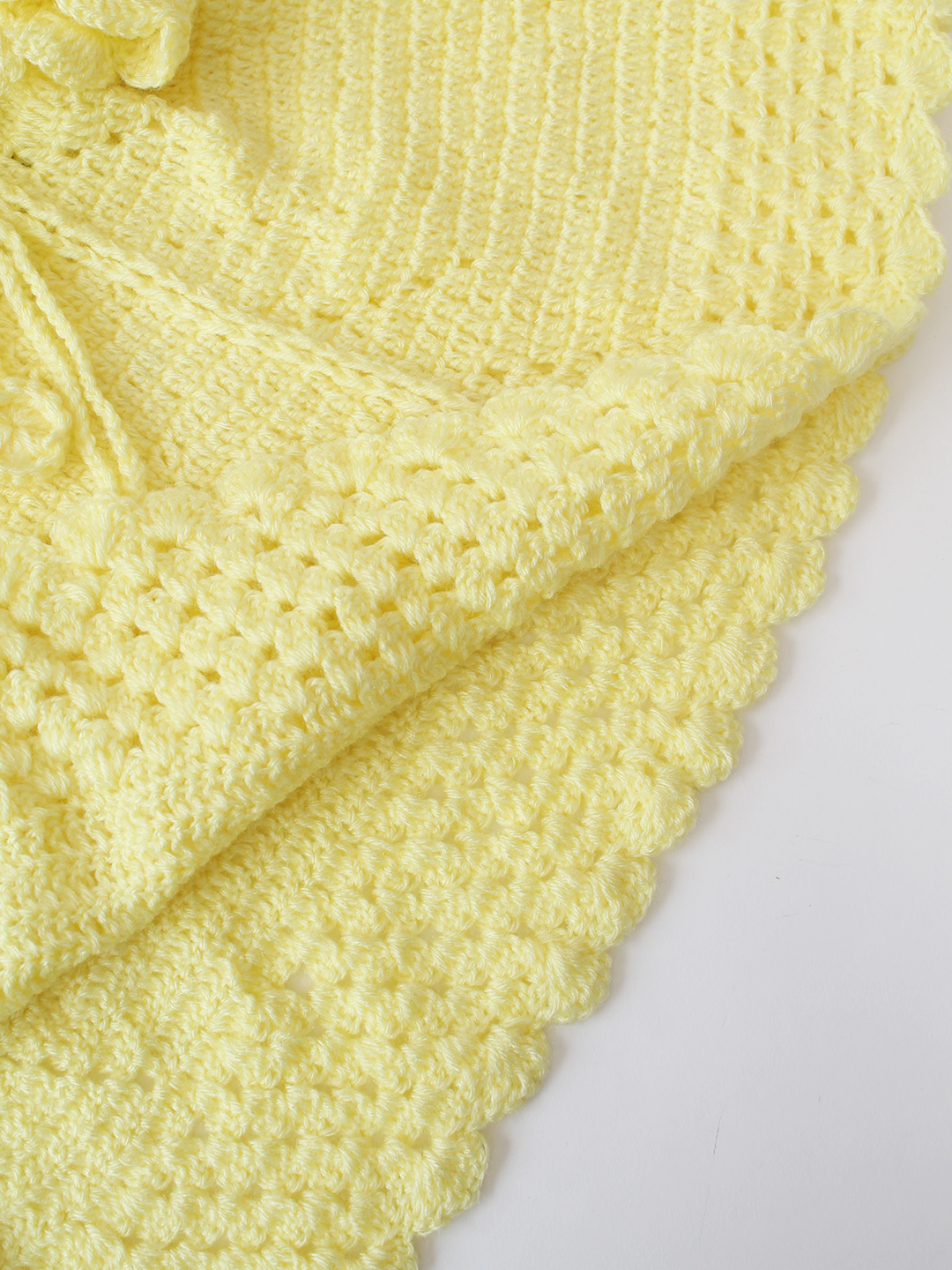 Woonie Crochet Hooded Poncho - Yellow