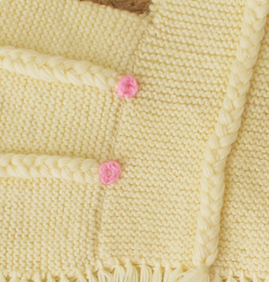 Wonnie Handmade Knitted Self Design Tassels Detailing Poncho-Cream