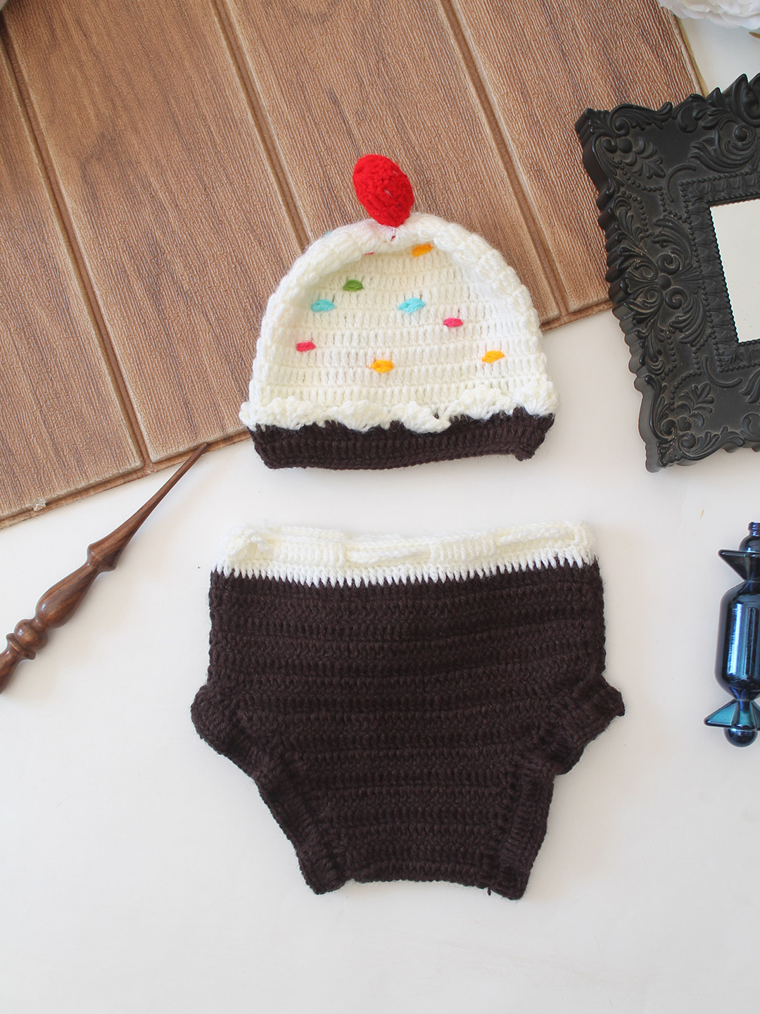 Woonie Ice-cream Design Newborn Photography Baby Costume - Brown