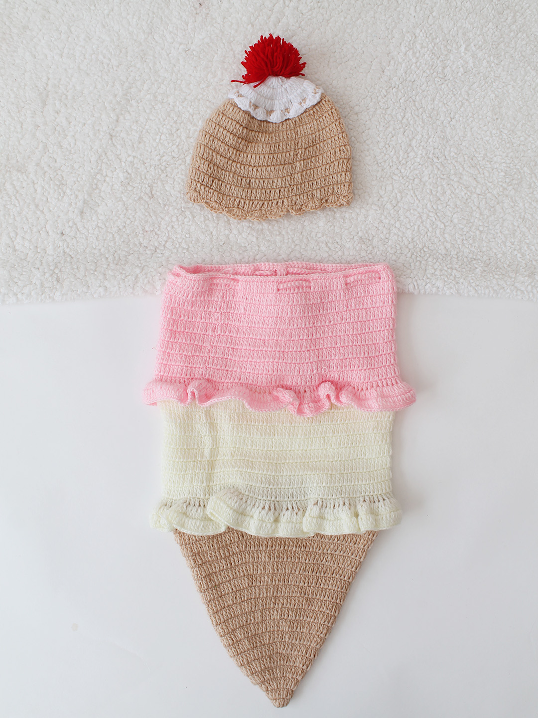 Woonie Ice-cream Cone Design Infant Photography Prop - Multicolor