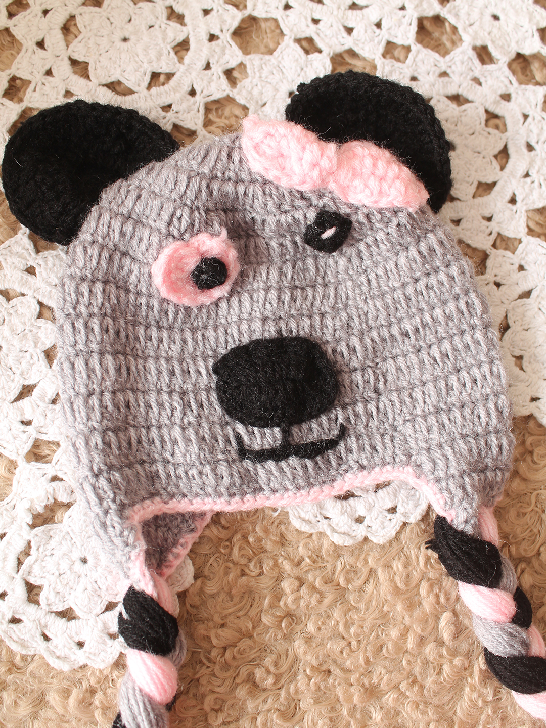 Woonie Bear Face Cap with Diaper Infant Photography Prop - Pink