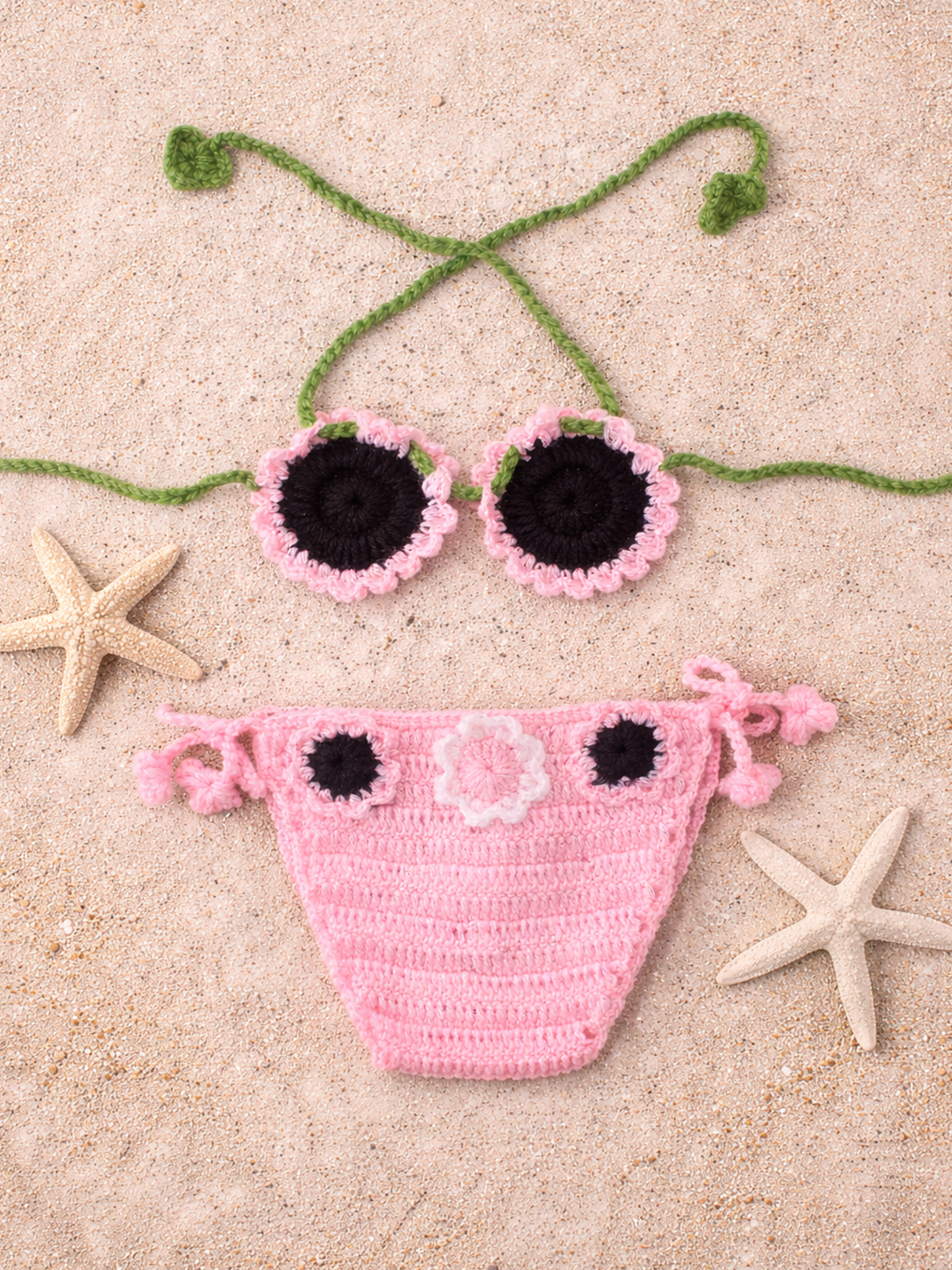 Woonie Sunflower Detailed Bikini Style Photography Prop  Pink