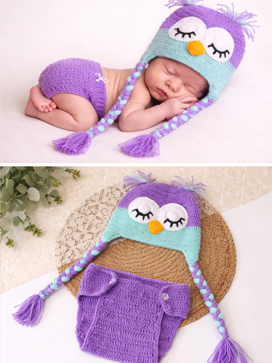 Woonie  Owl Design Photography Prop  Purple