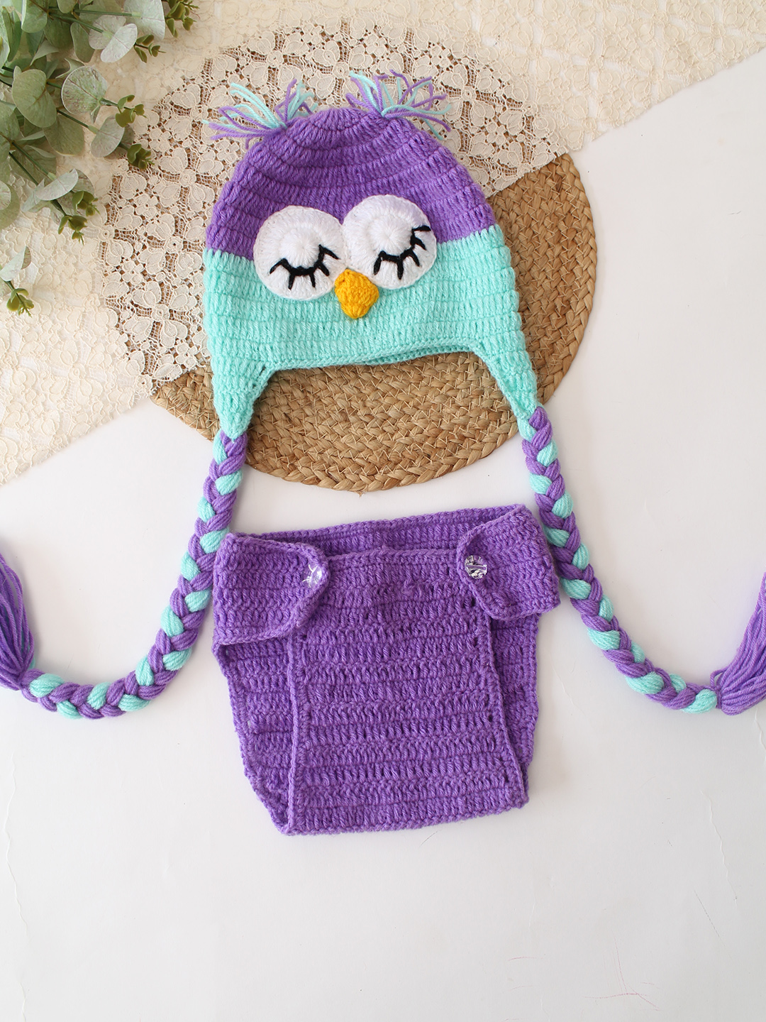 Woonie  Owl Design Photography Prop  Purple