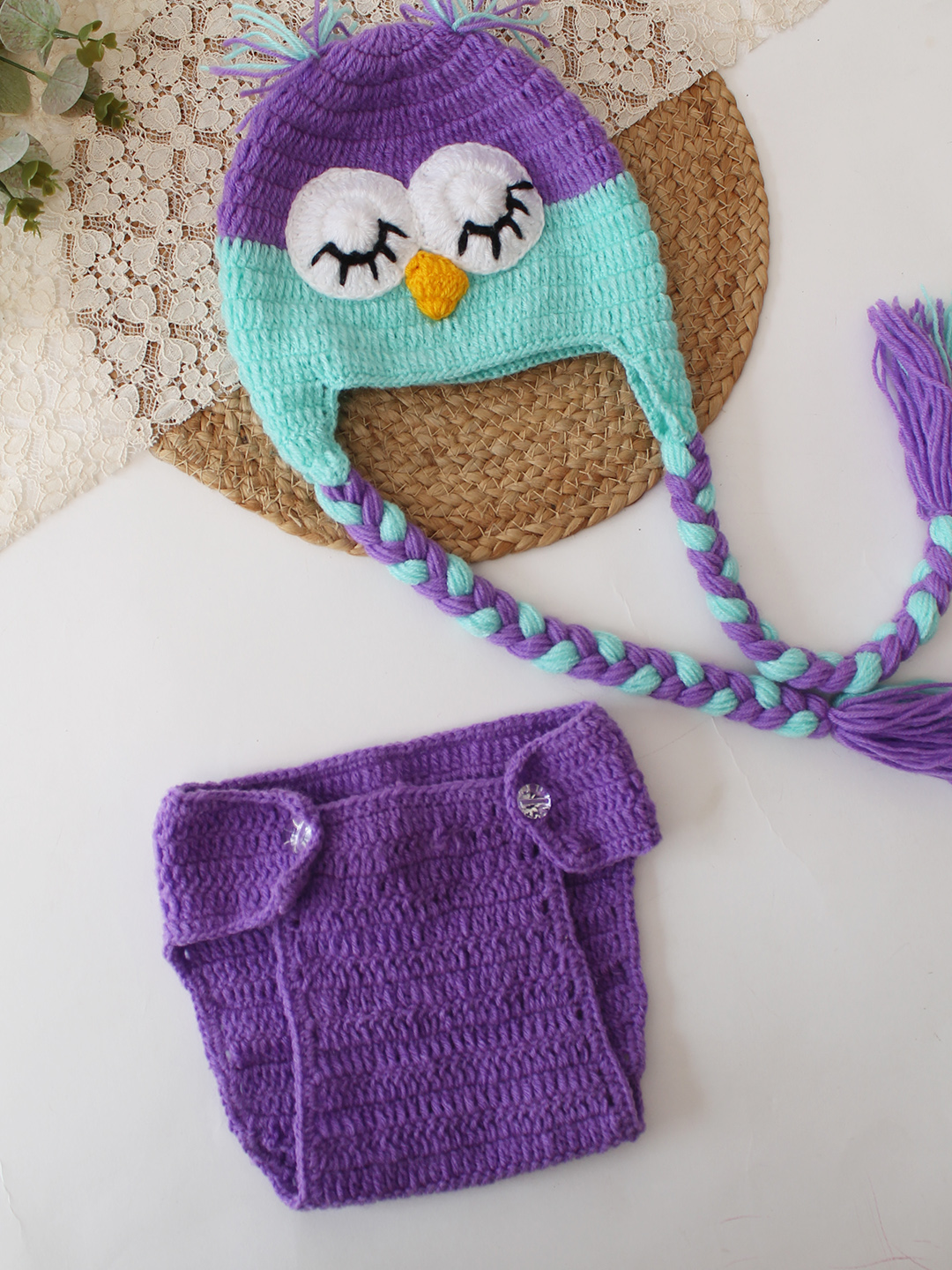 Woonie  Owl Design Photography Prop  Purple