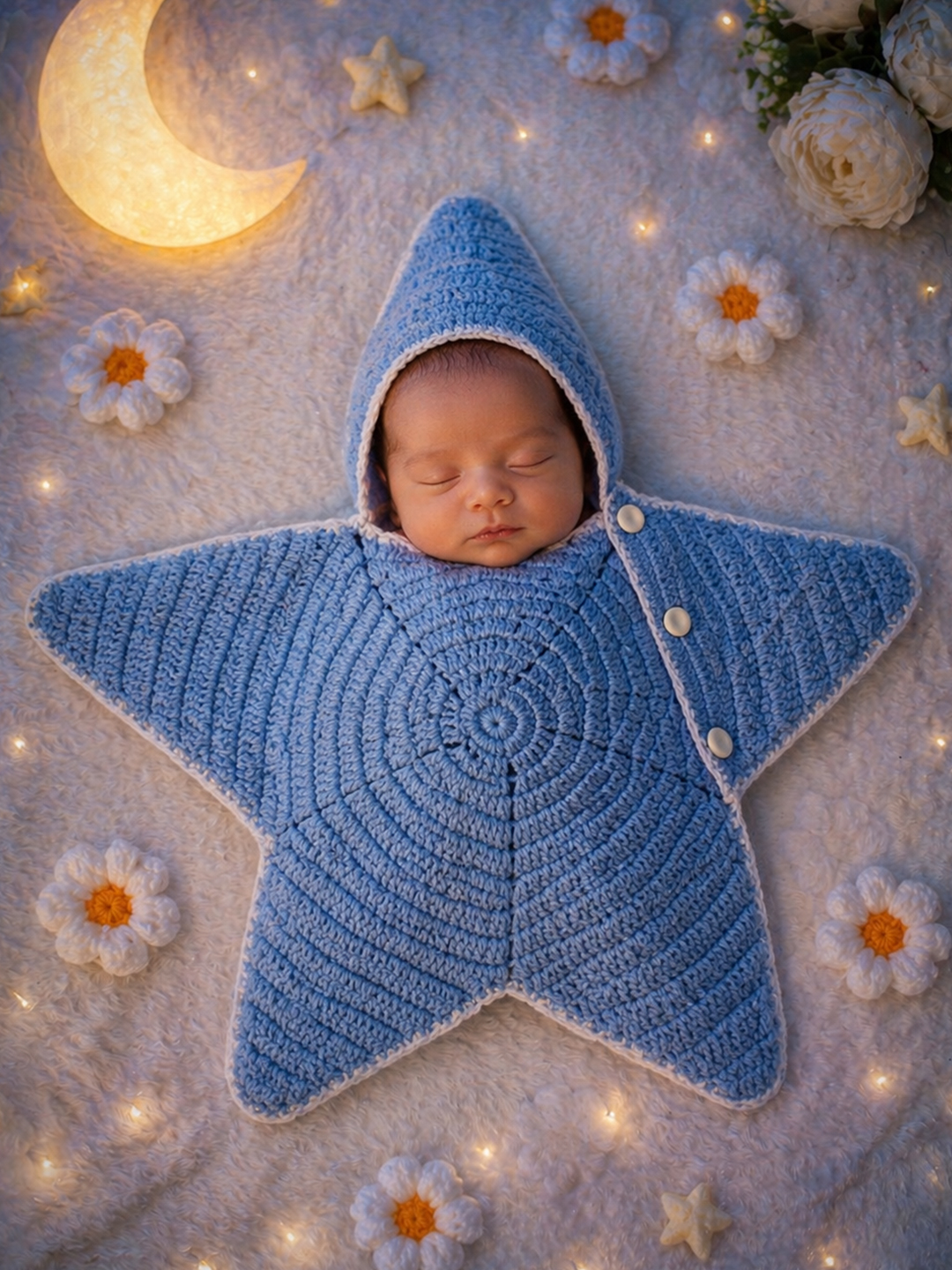 Woonie Newborn Star Shaped Photography Prop - Blue
